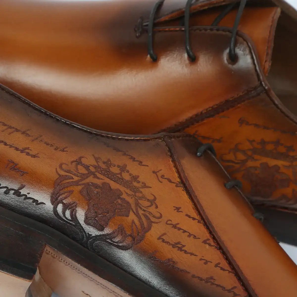 Men Tan Oxford Lace-Up Contrasting laser Formal Leather Shoe