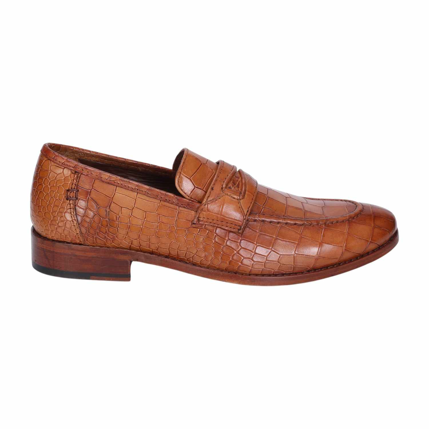 Men Tan Loafers Deep Cut Leather with Leather Sold
