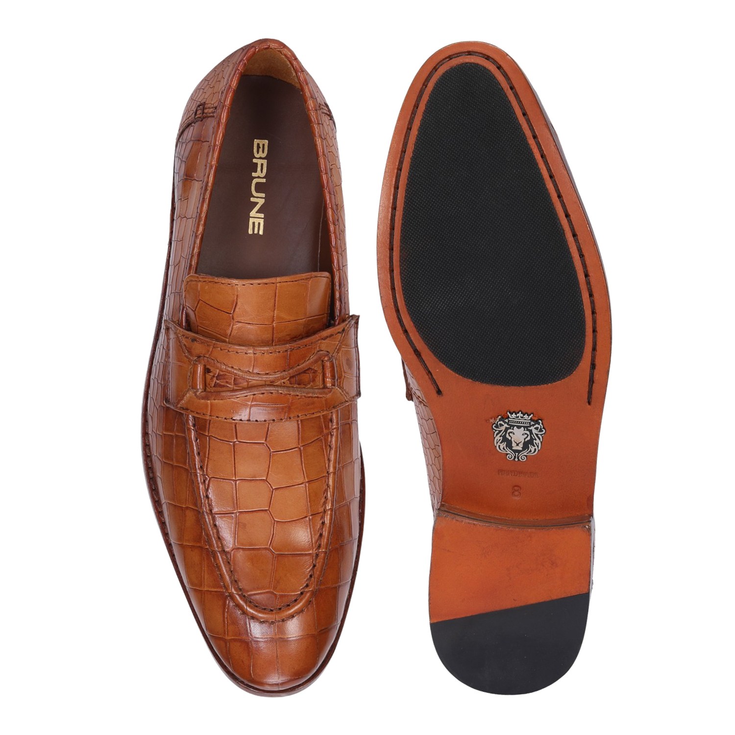 Men Tan Loafers Deep Cut Leather with Leather Sold