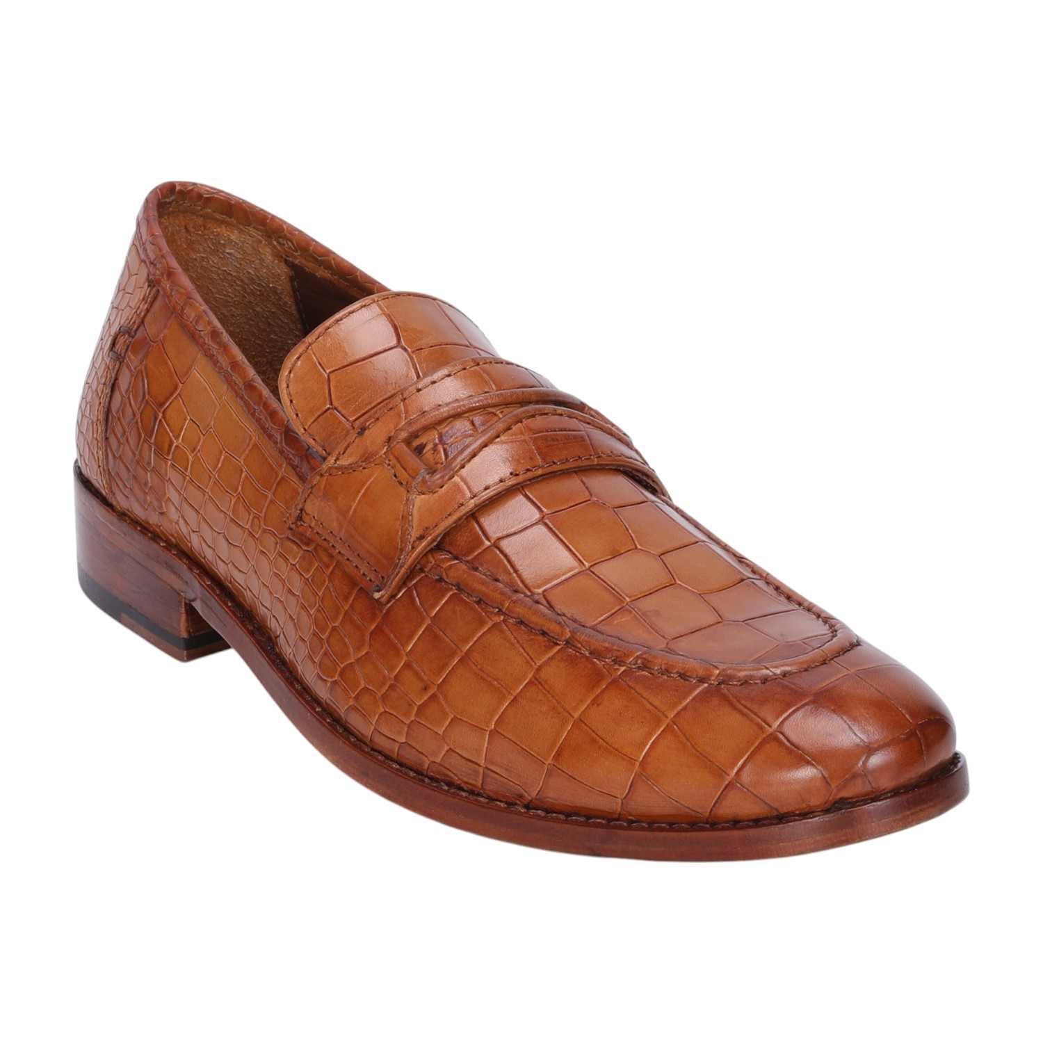 Men Tan Loafers Deep Cut Leather with Leather Sold