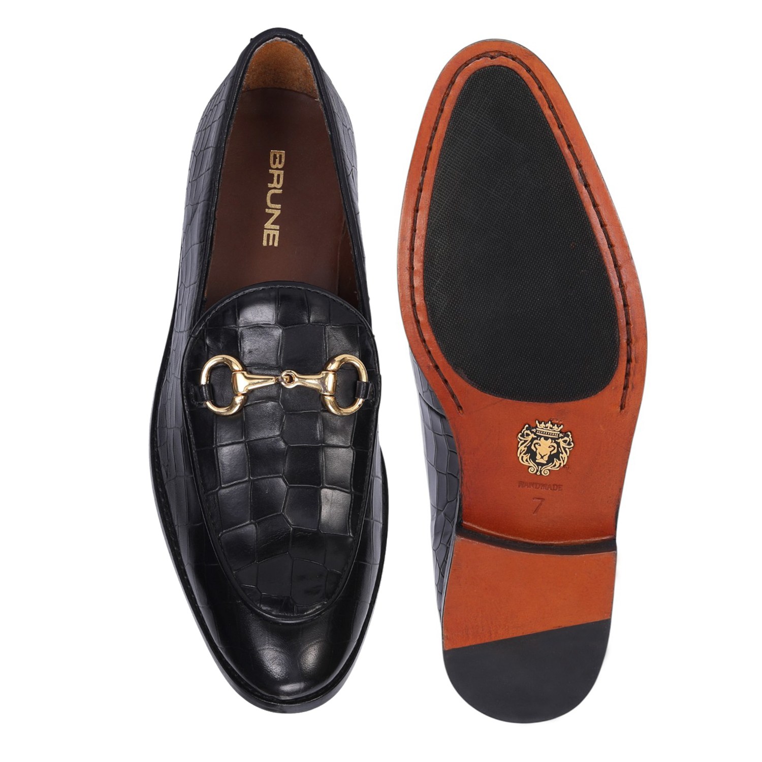 Men Black Leather Loafer With Horse-bit Buckle