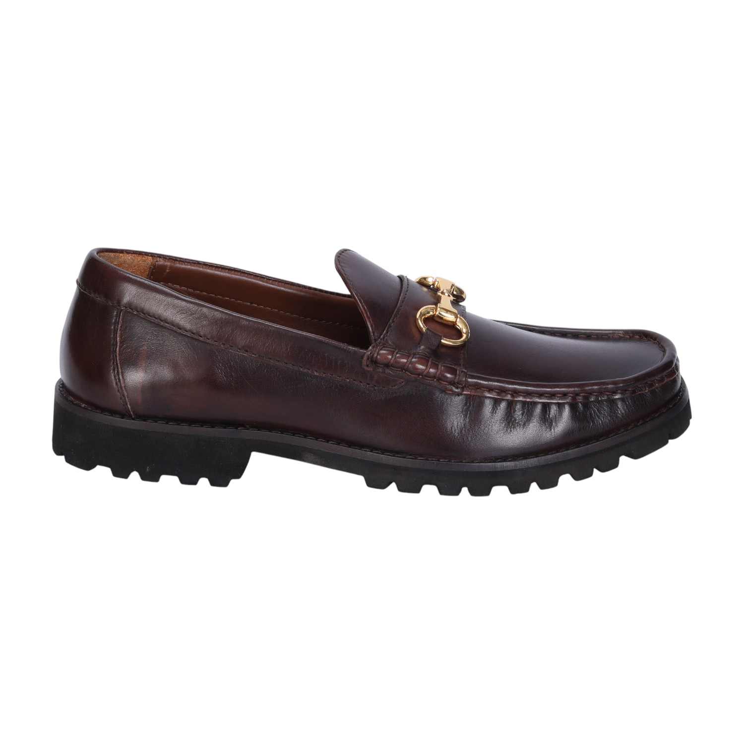 Men Light Weight Chunky Sole Loafer in Dark Brown Leather