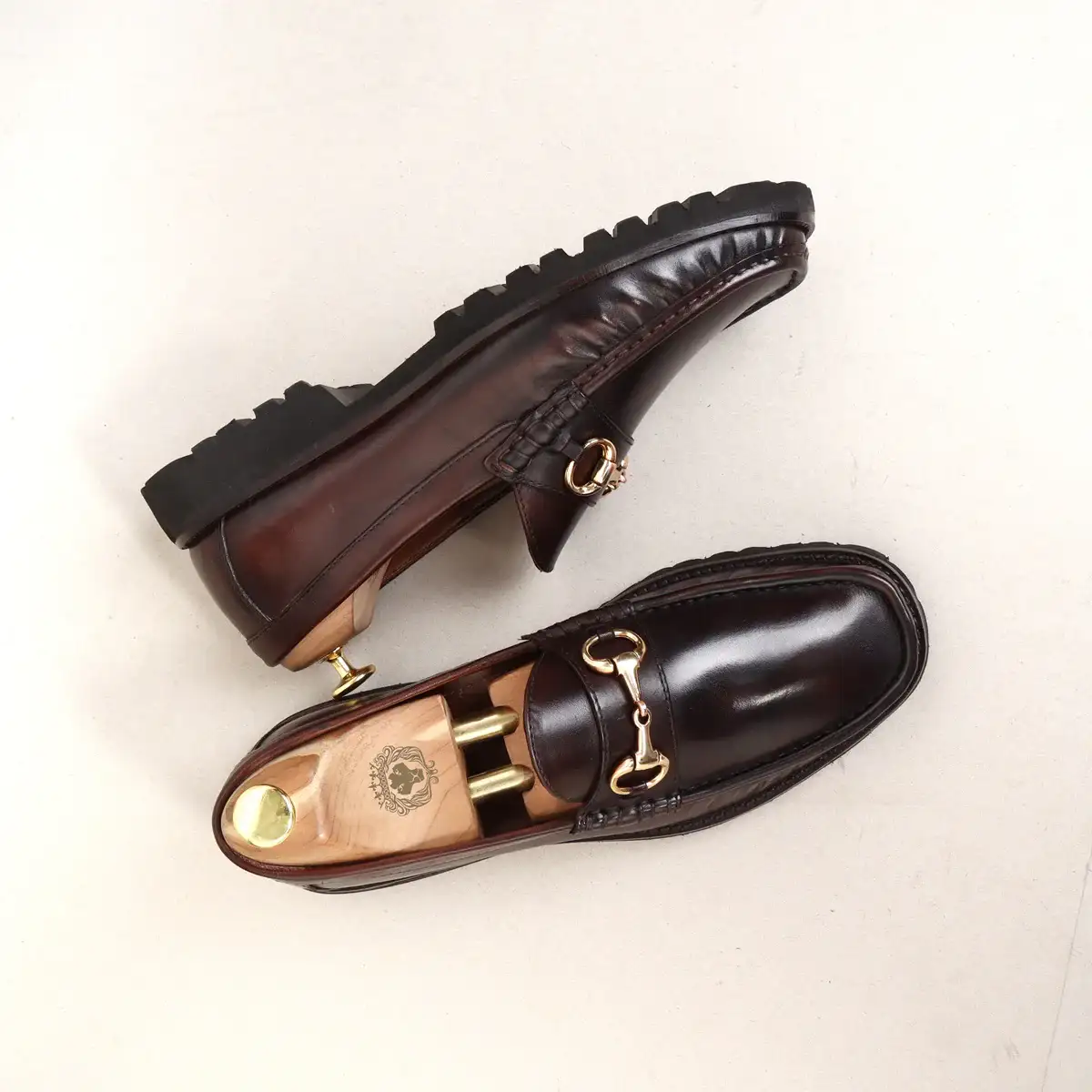 Men Light Weight Chunky Sole Loafer in Dark Brown Leather