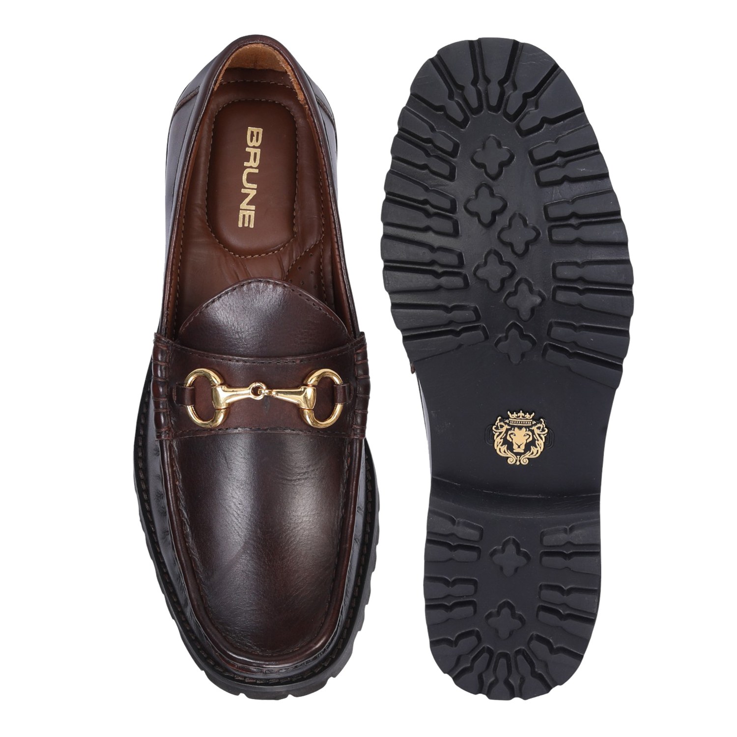 Men Light Weight Chunky Sole Loafer in Dark Brown Leather