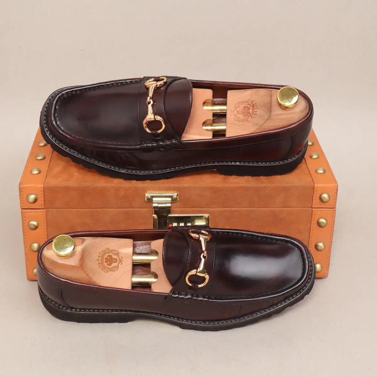 Men Light Weight Chunky Sole Loafer in Dark Brown Leather