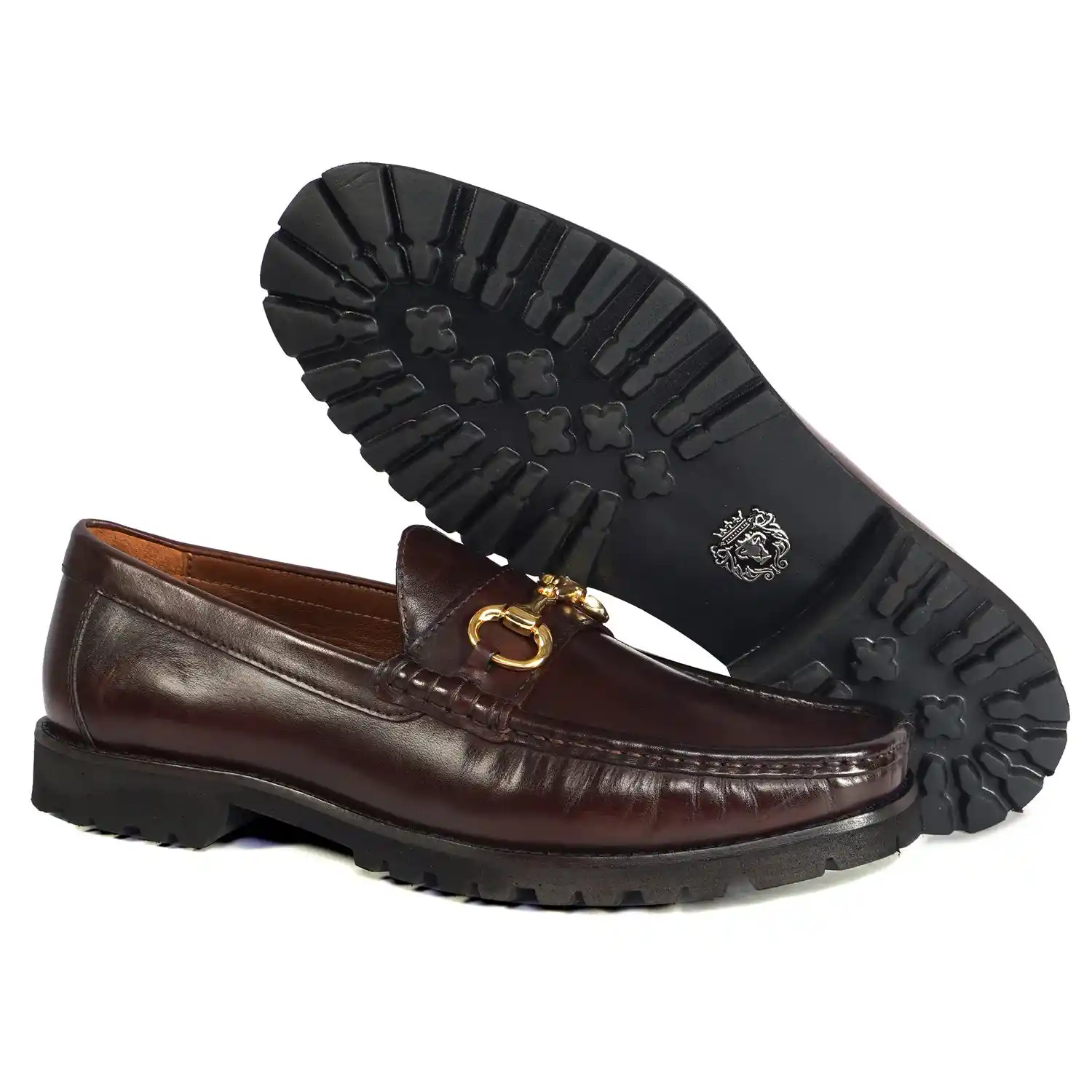 Men Light Weight Chunky Sole Loafer in Dark Brown Leather