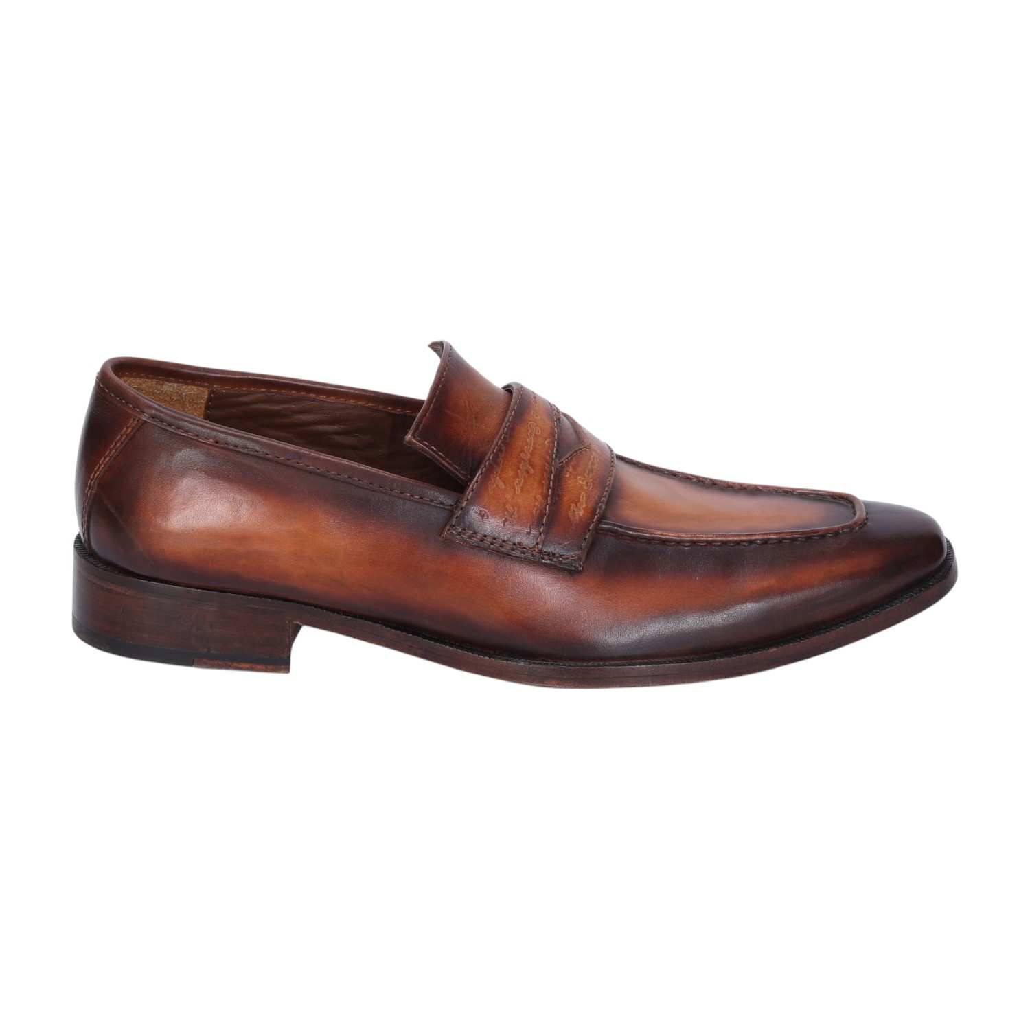 Men Leather Loafers with Laser Engraved Strap