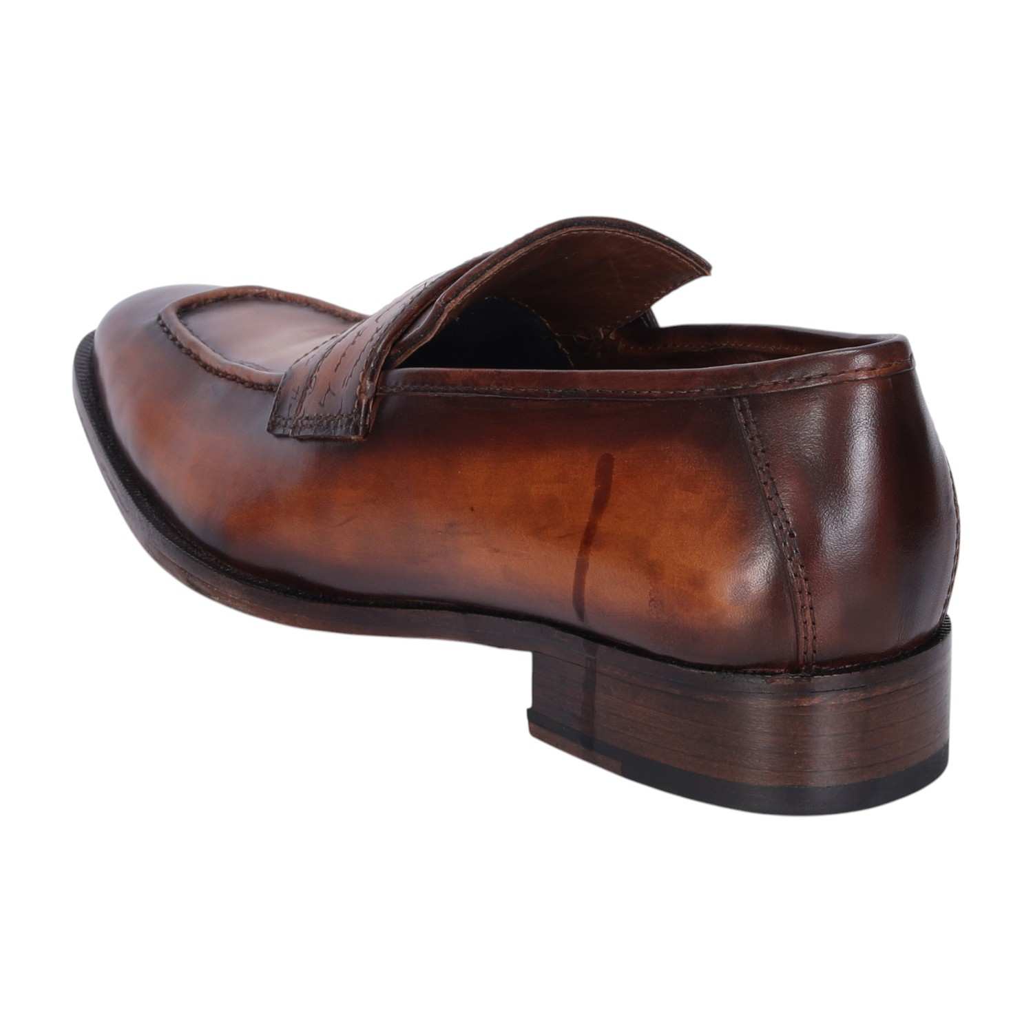 Men Leather Loafers with Laser Engraved Strap