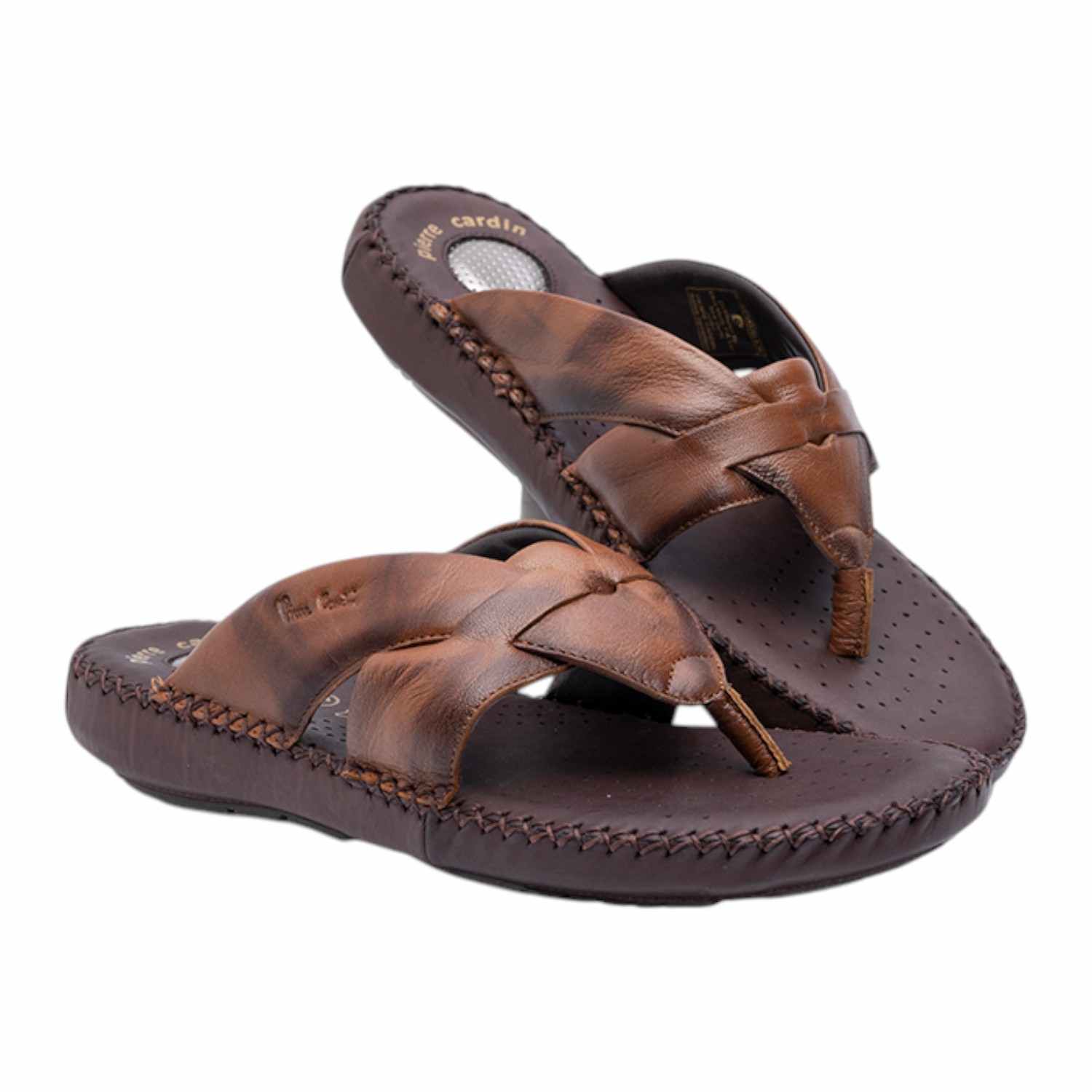 Men's leather Thong Tan