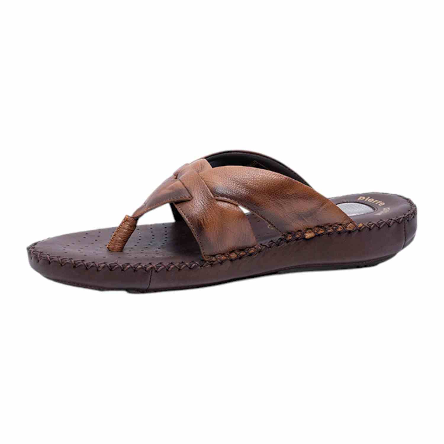 Men's leather Thong Tan