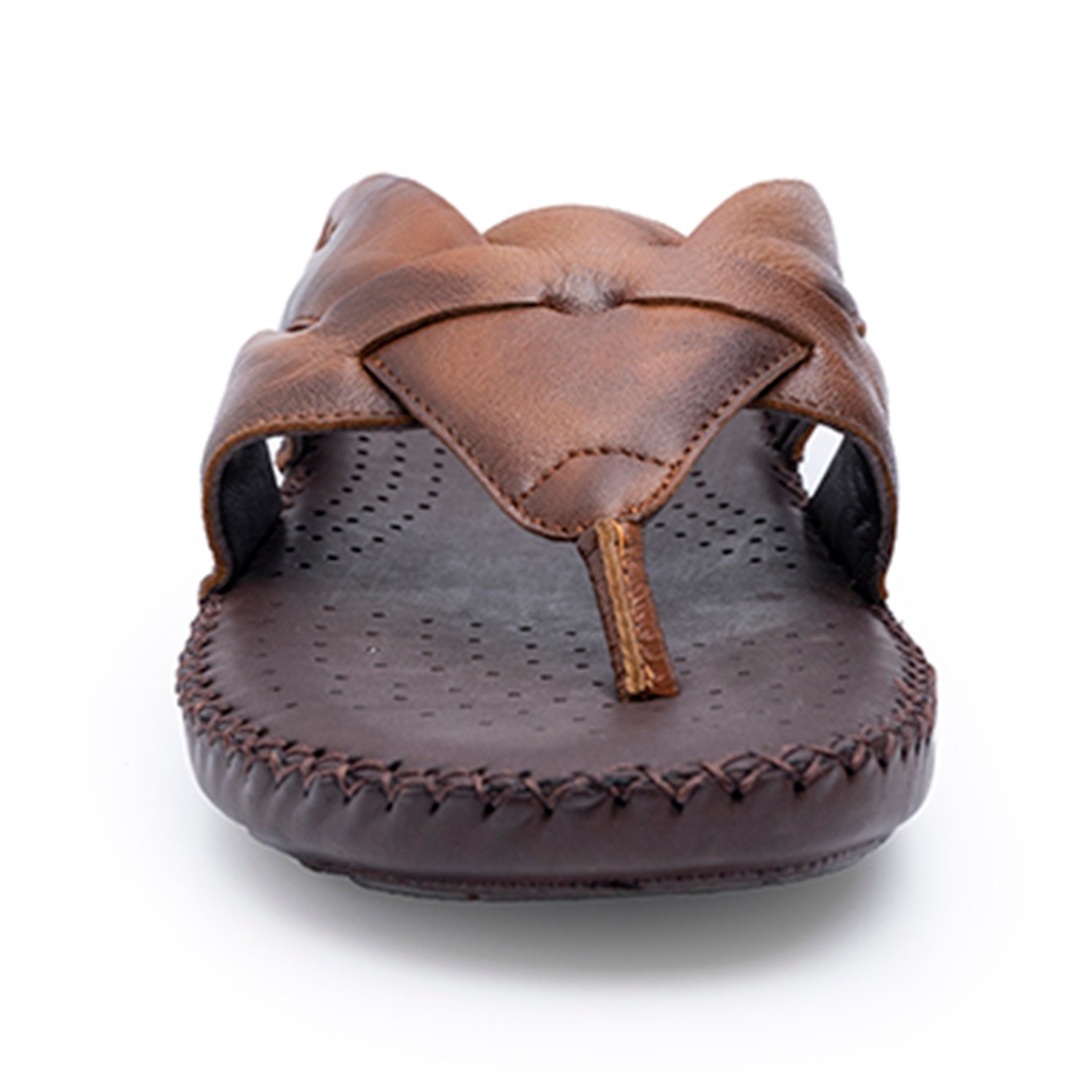 Men's leather Thong Tan