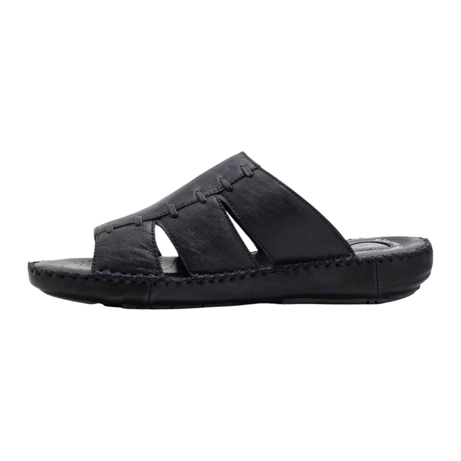 Pierre Cardin | Mens Leather slipper Black|2