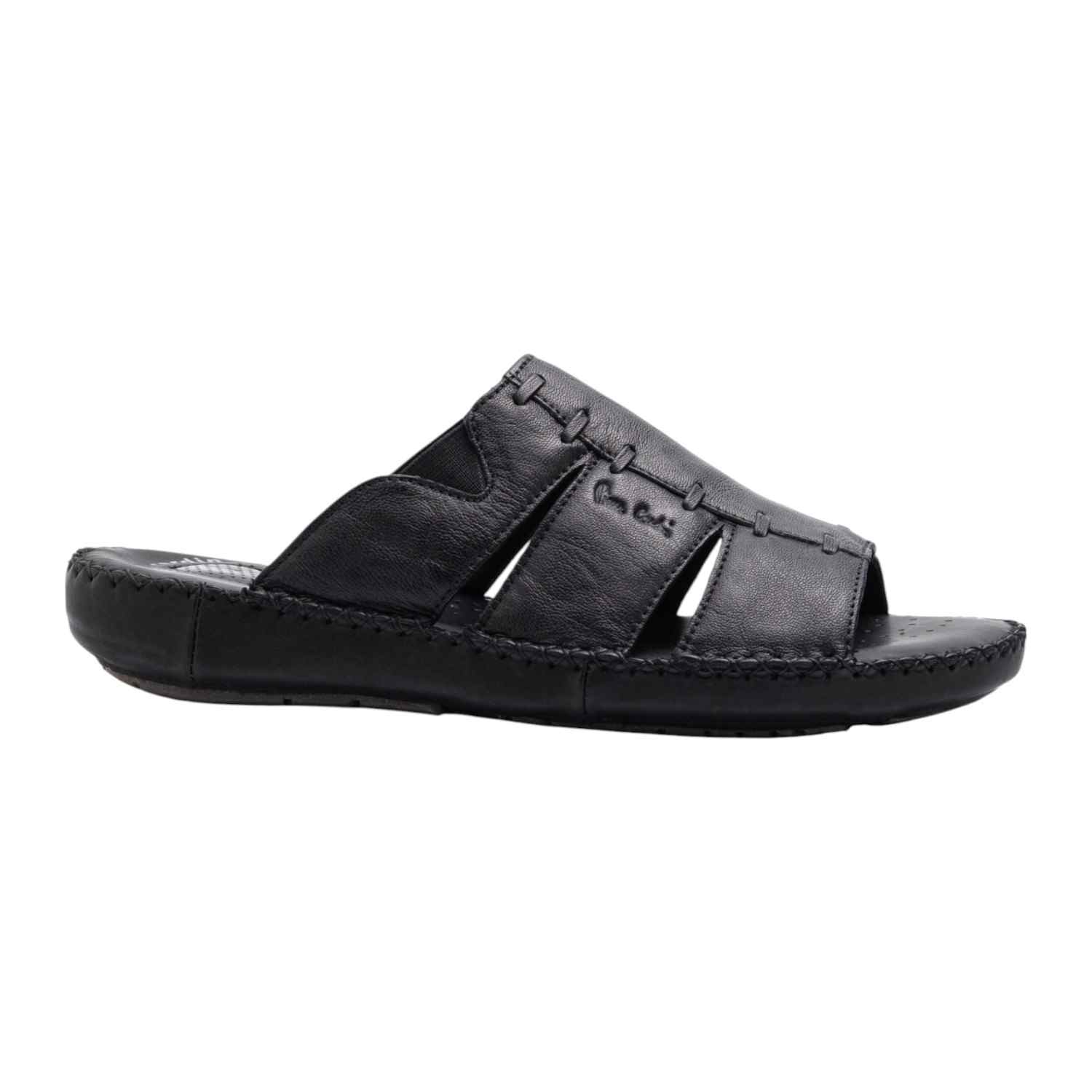 Pierre Cardin | Mens Leather slipper Black|1
