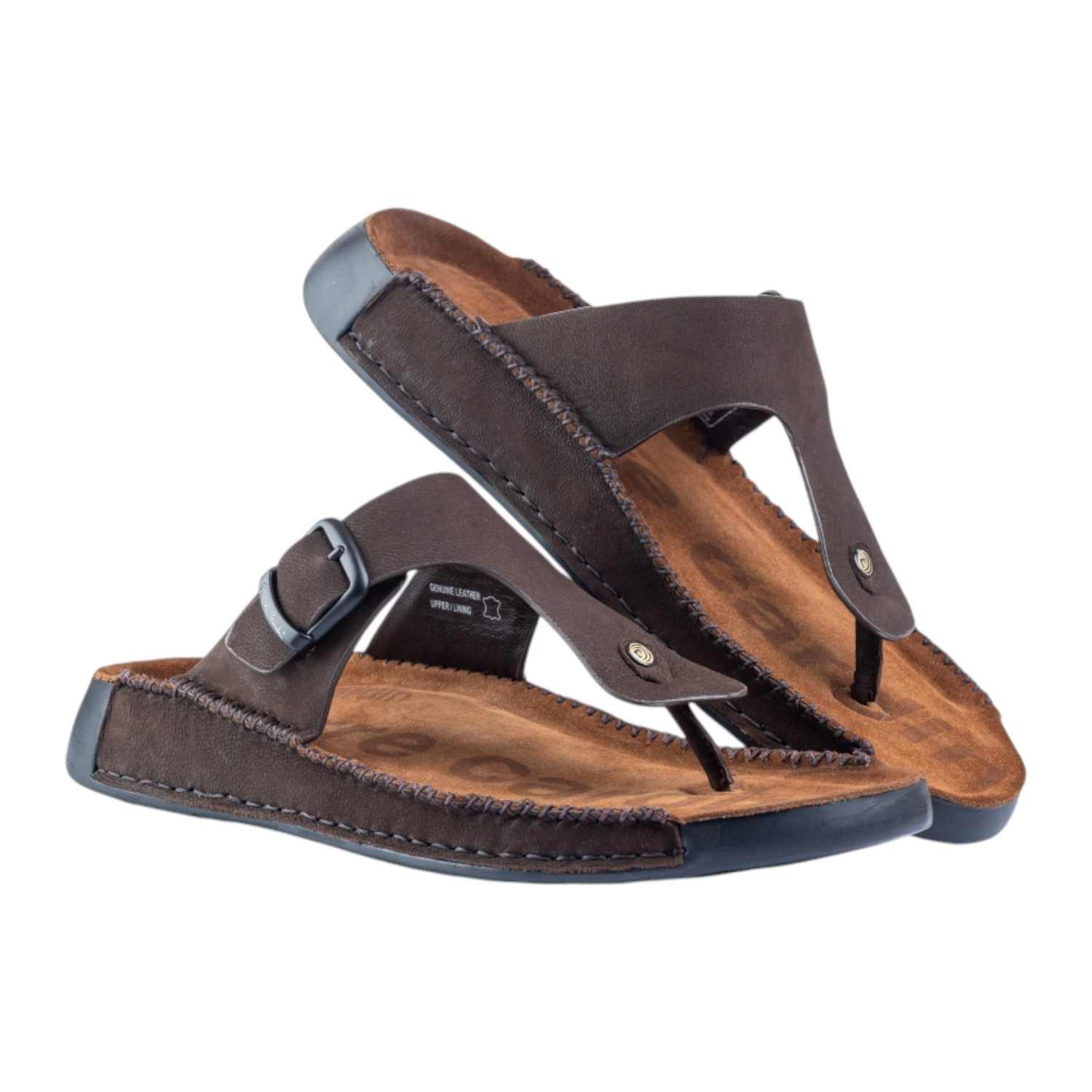 Men's leather Thong Café