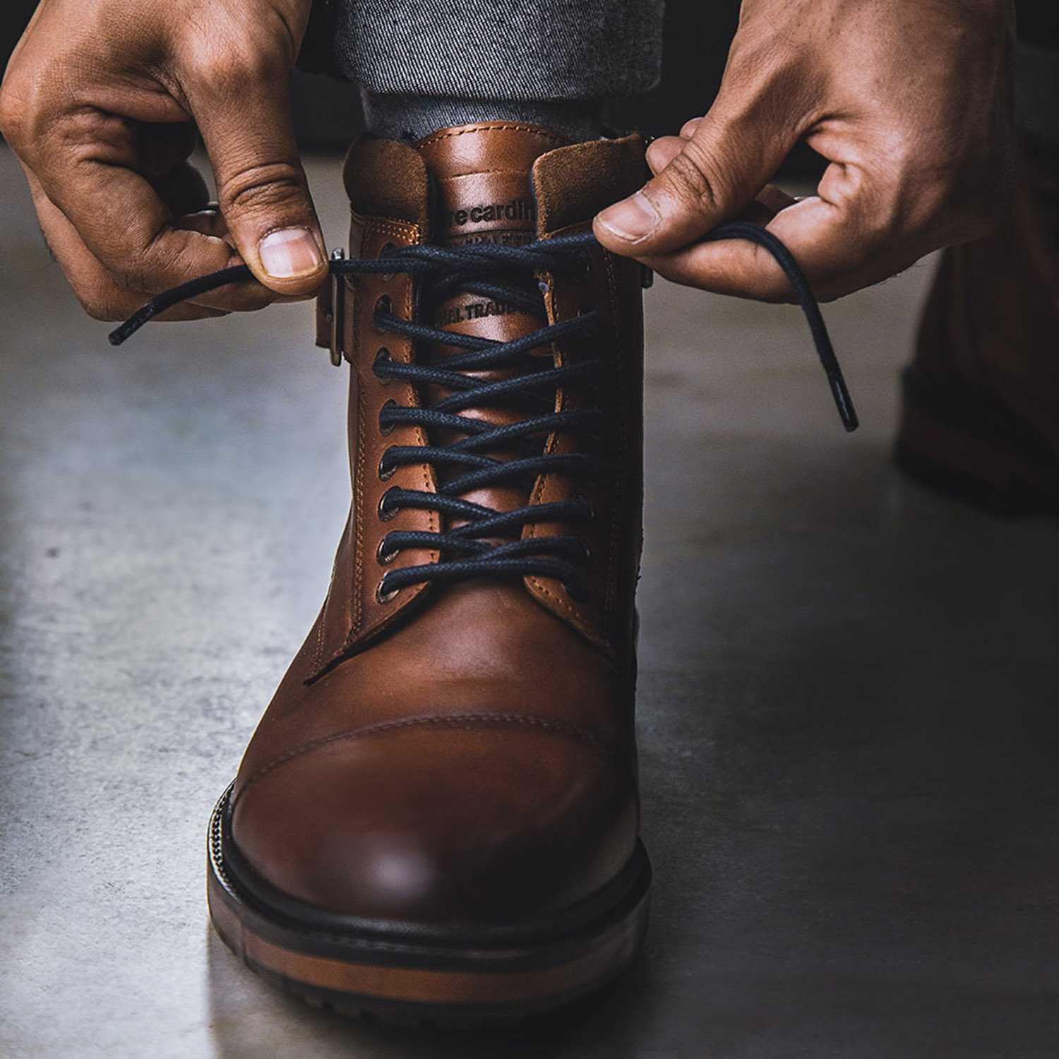 Mens Boot Laceup Cognac