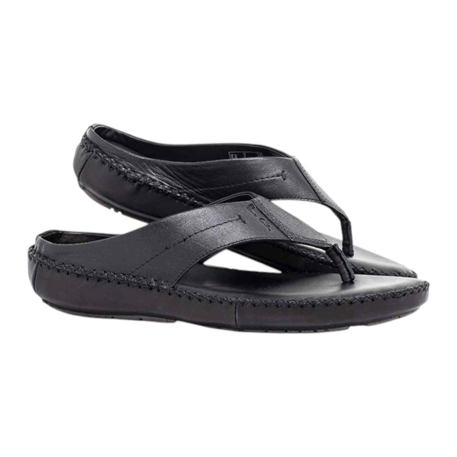 Men's leather Thong Black