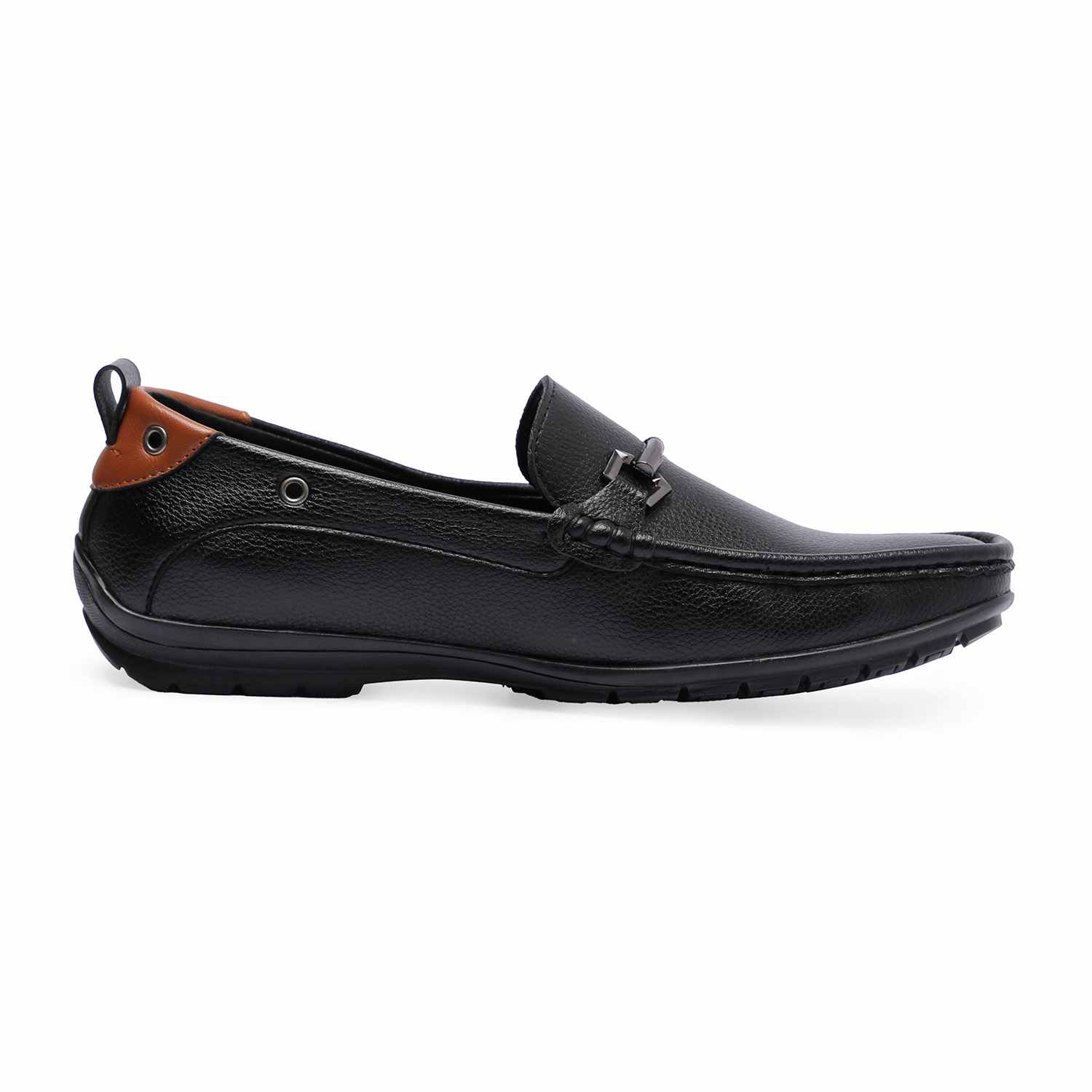 Black Slip-on with Metal Detailing for Men