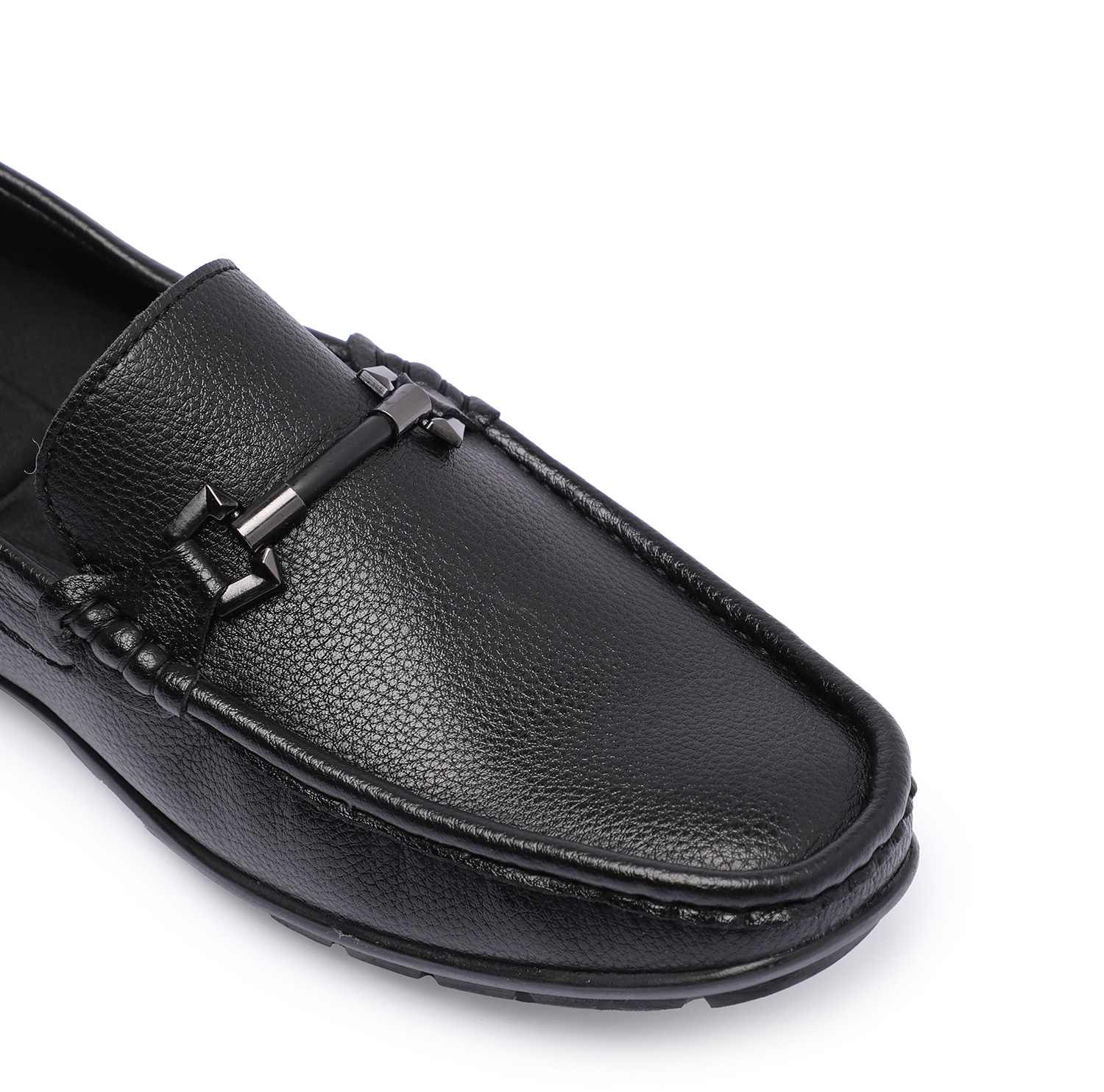 Black Slip-on with Metal Detailing for Men