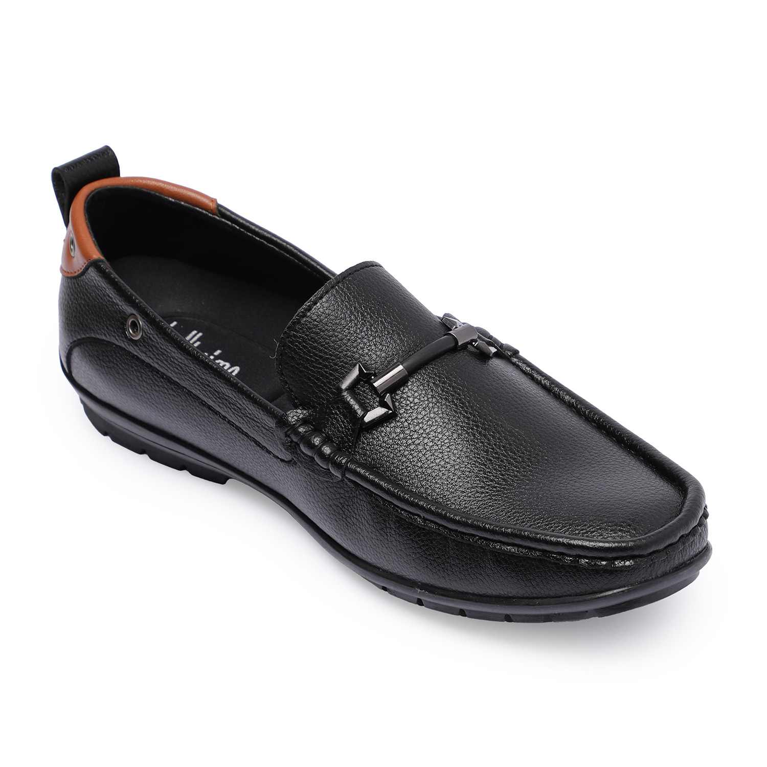 Black Slip-on with Metal Detailing for Men