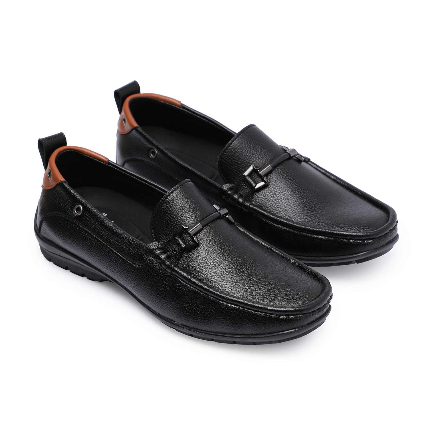 Black Slip-on with Metal Detailing for Men