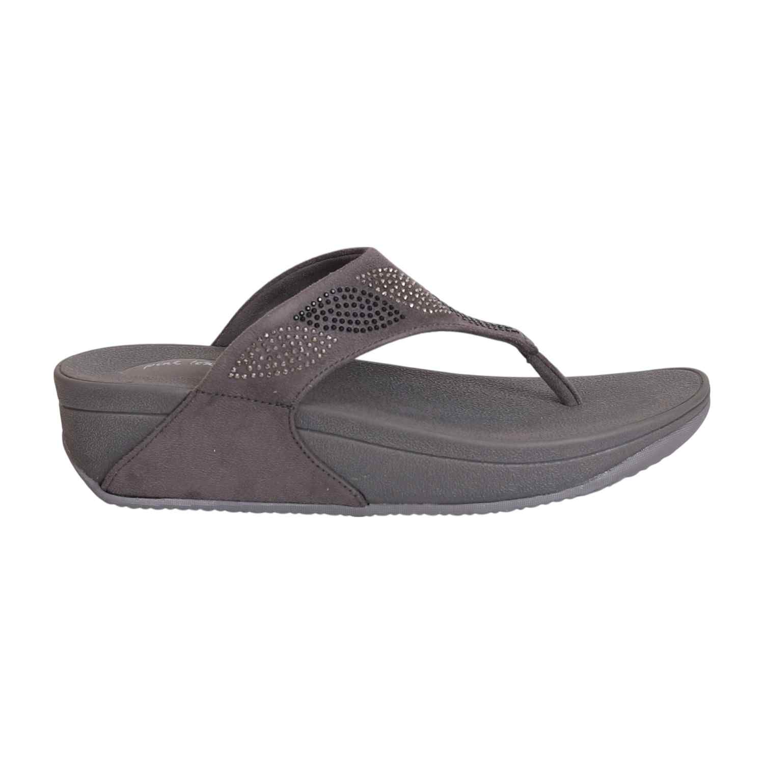 Women Stone Candy Grey T-strap Flats
