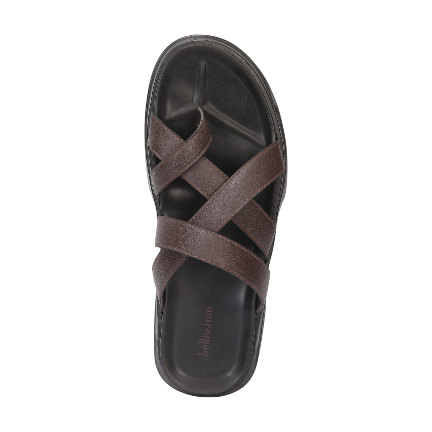Men Brown Cross Strap Comfort Chappal