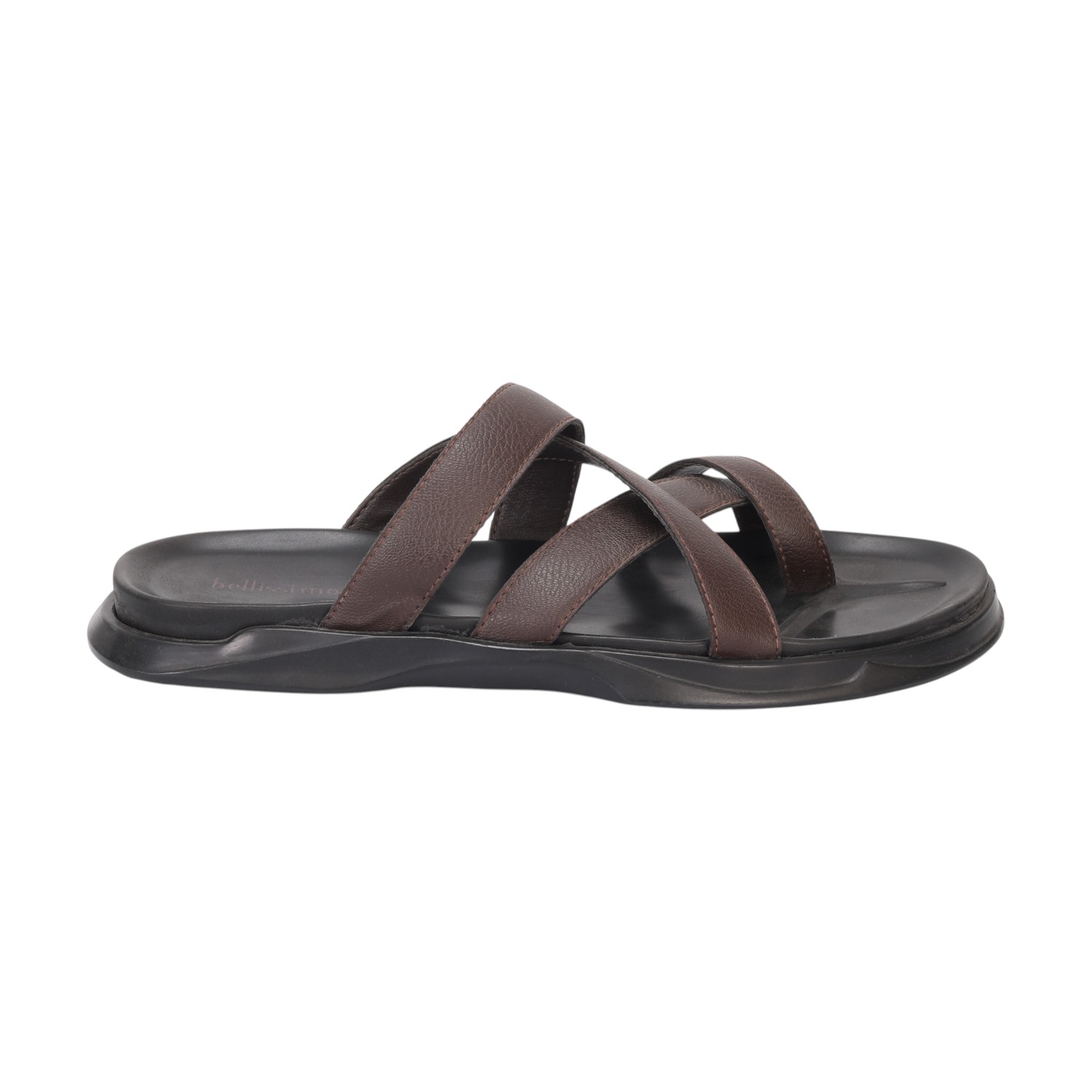 Men Brown Cross Strap Comfort Chappal