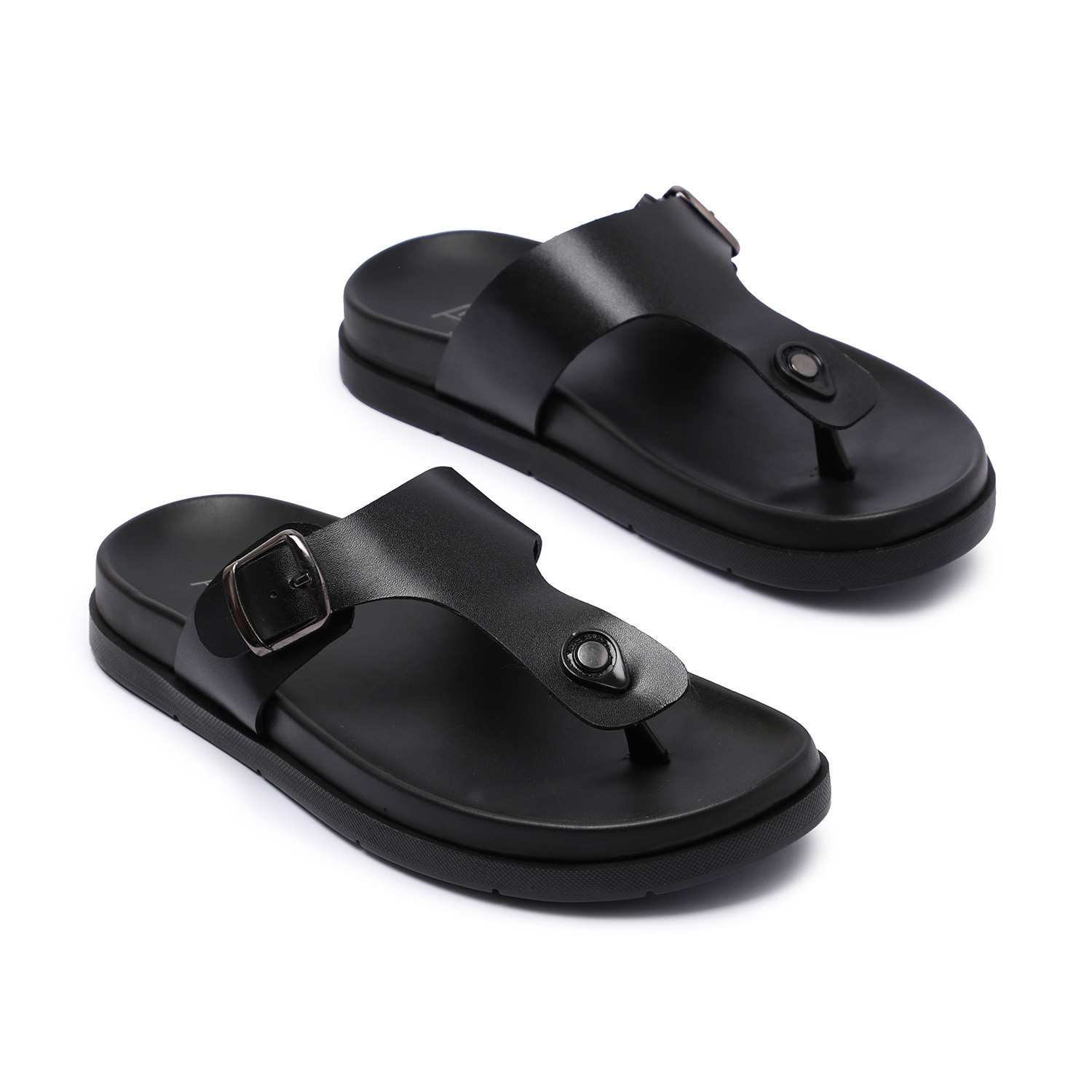 Black Casual T-Strap chappal For Men