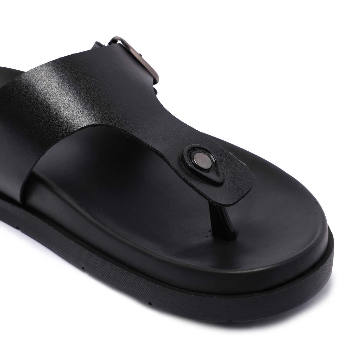 Black Casual T-Strap chappal For Men