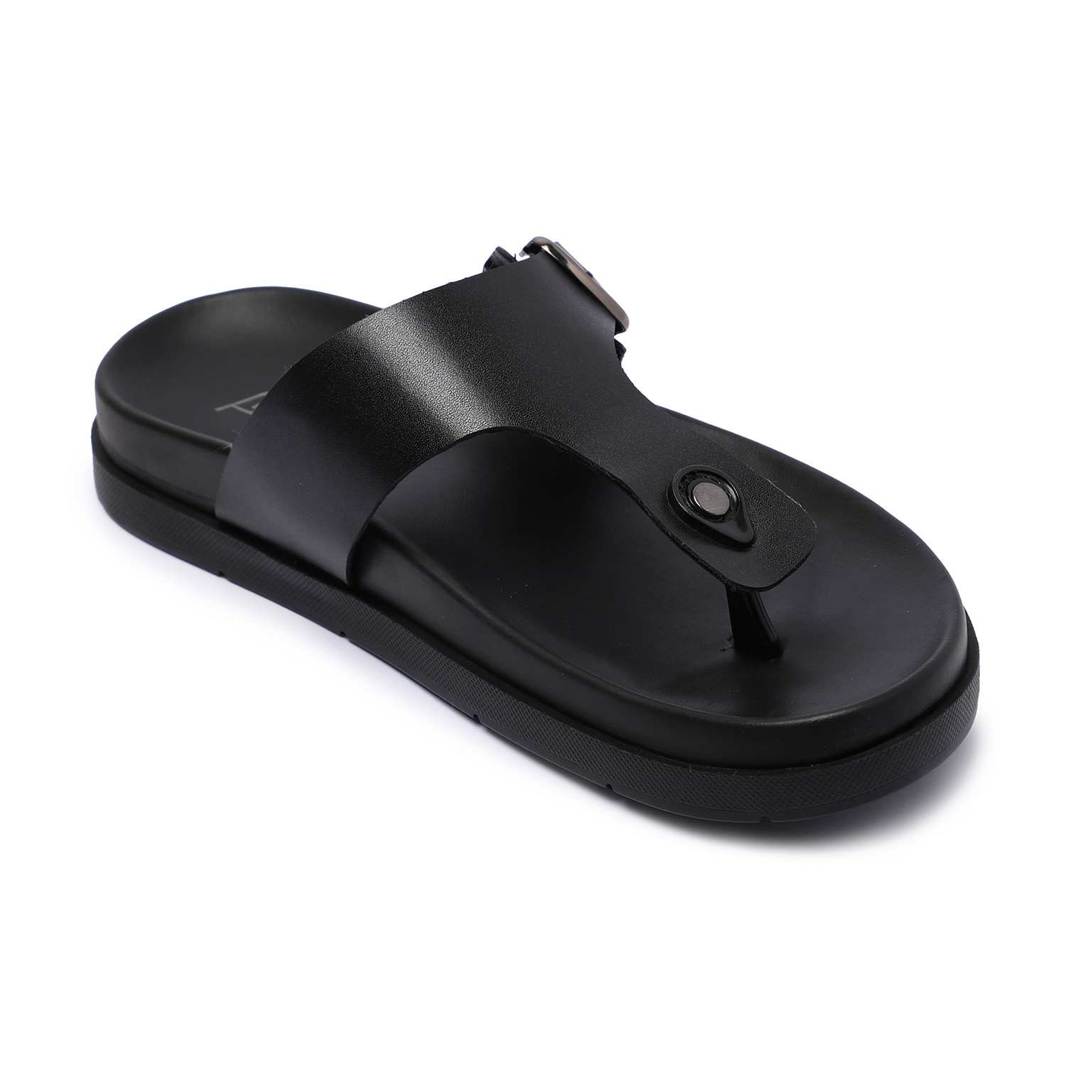 Black Casual T-Strap chappal For Men