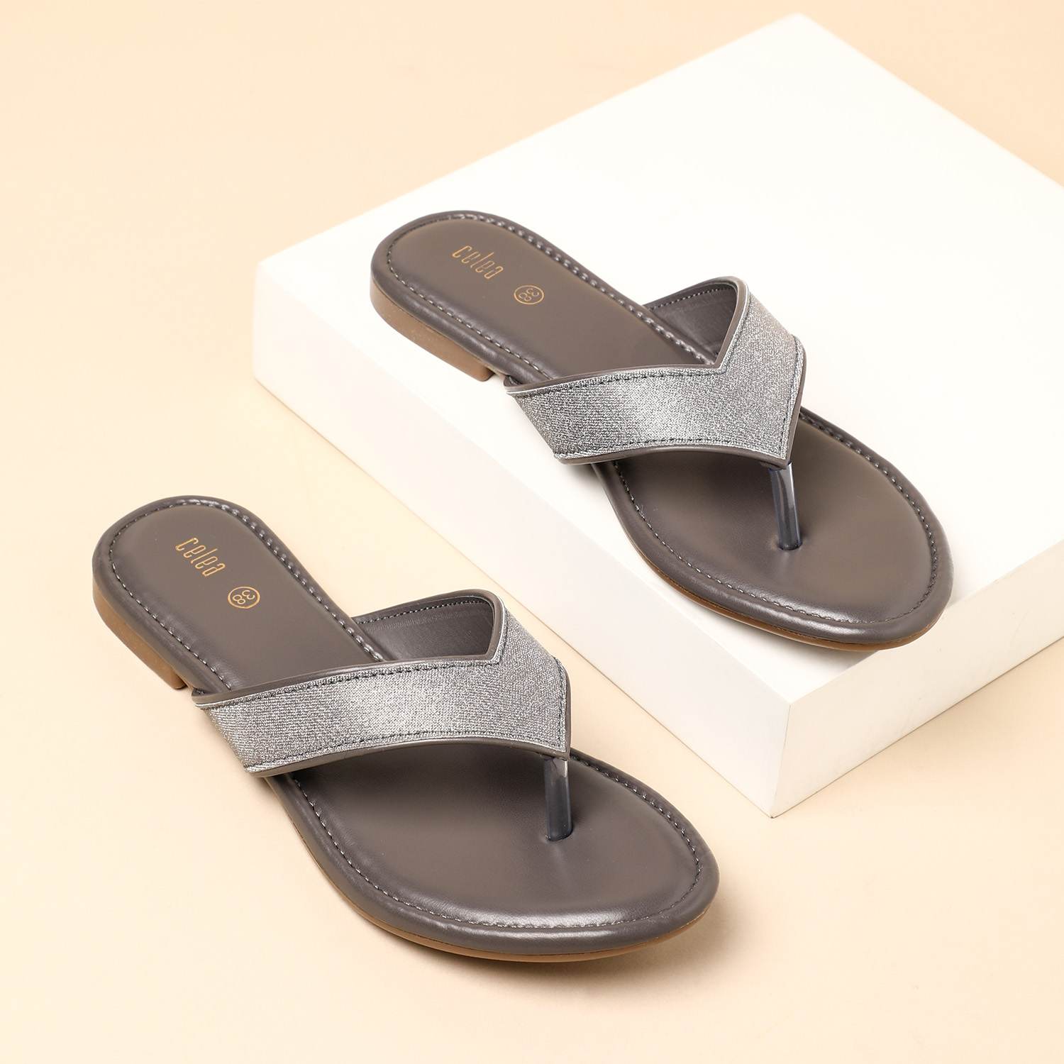 Womens Grey  Casual Flat