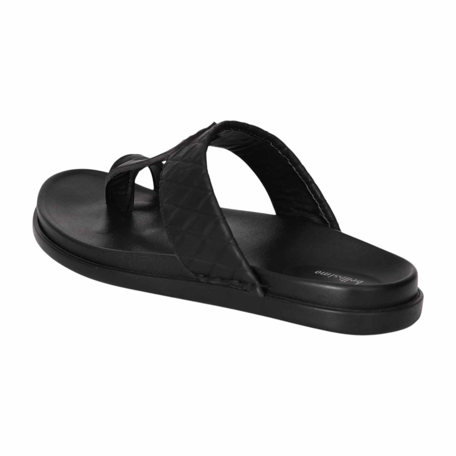 Men Black Quilted Strap Sandals