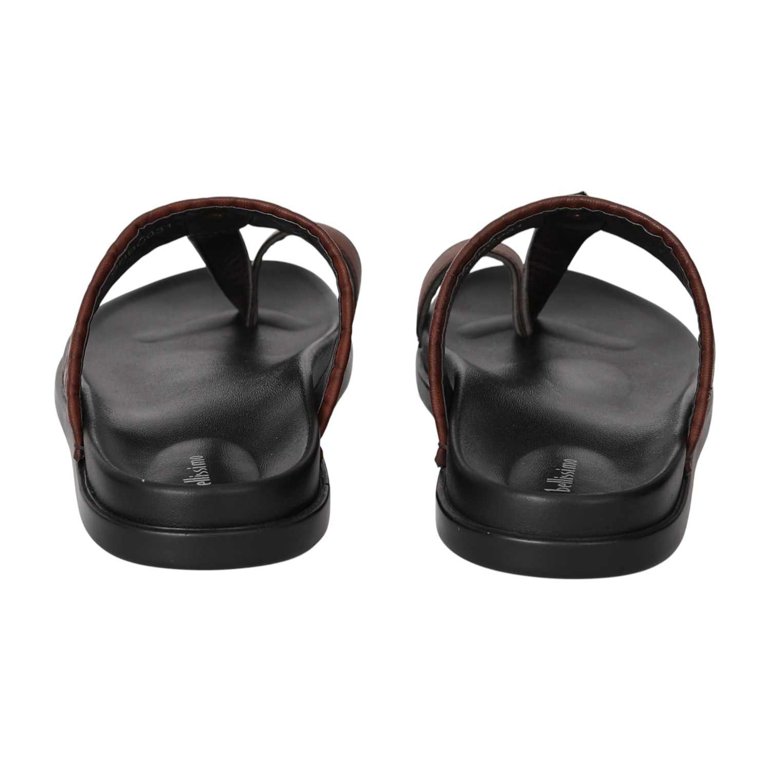 Men Brown Quilted Strap Sandals