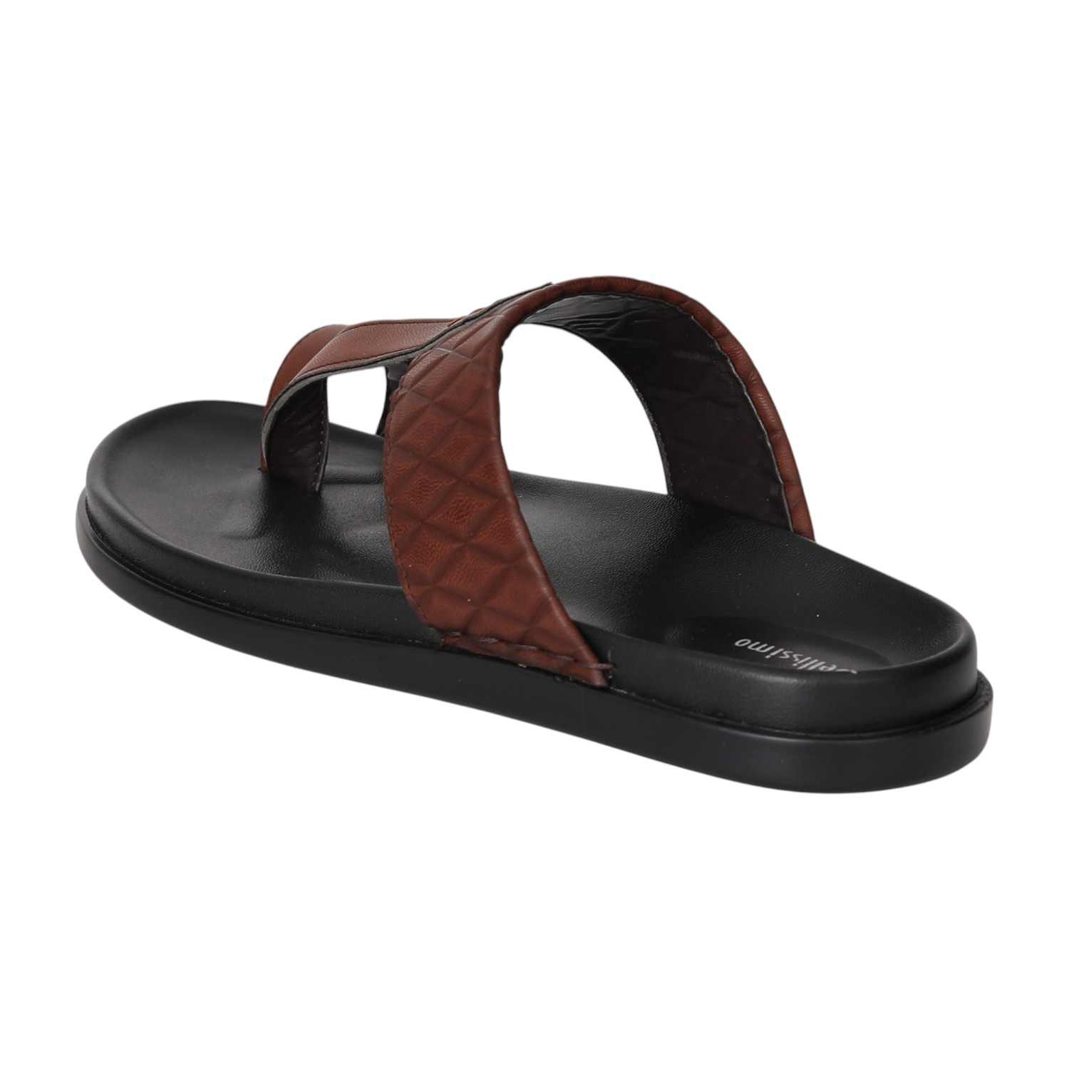 Men Brown Quilted Strap Sandals