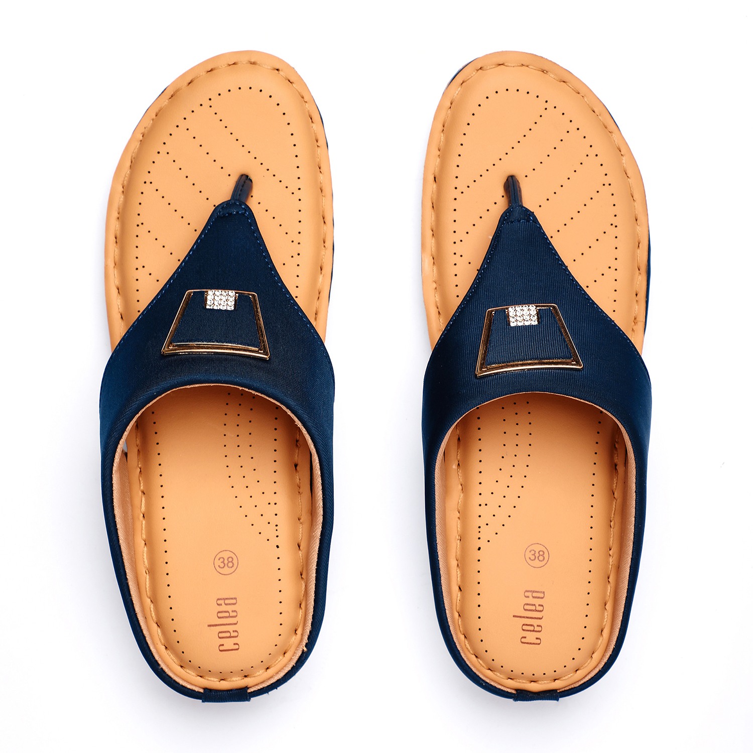 Women Navy Casual Flats With Buckle Strap