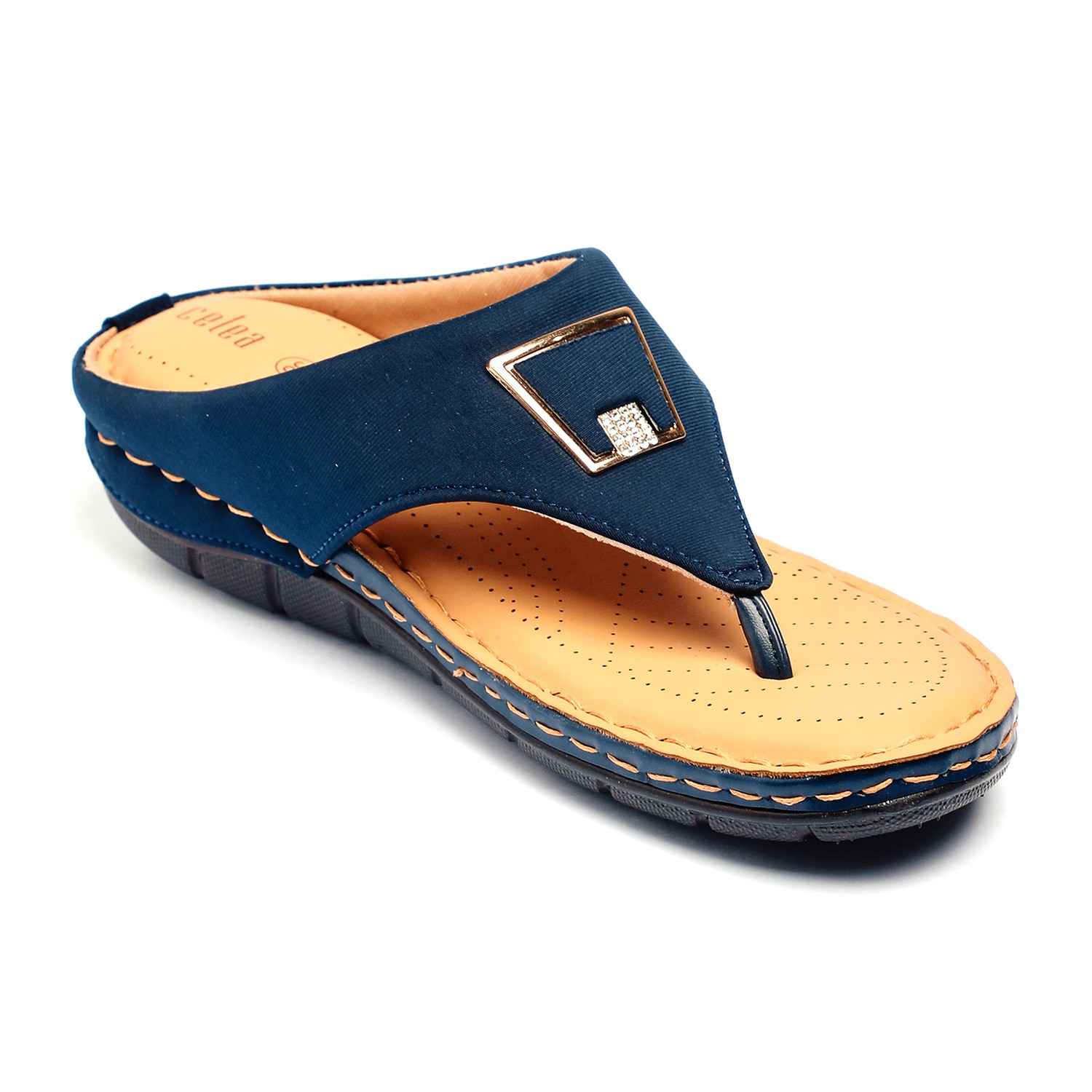 Women Navy Casual Flats With Buckle Strap