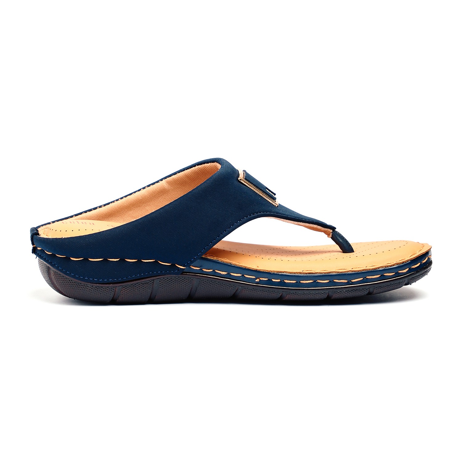 Women Navy Casual Flats With Buckle Strap