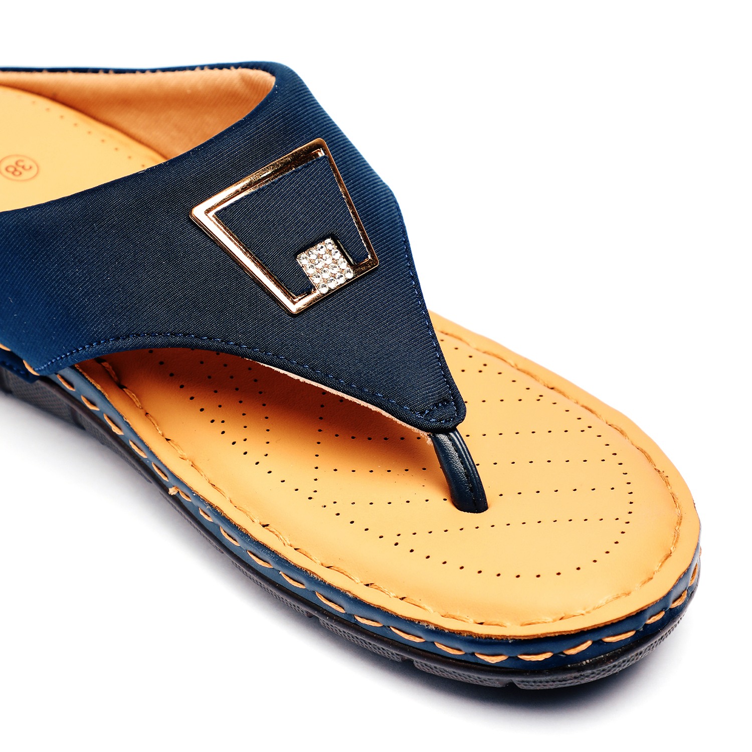 Women Navy Casual Flats With Buckle Strap