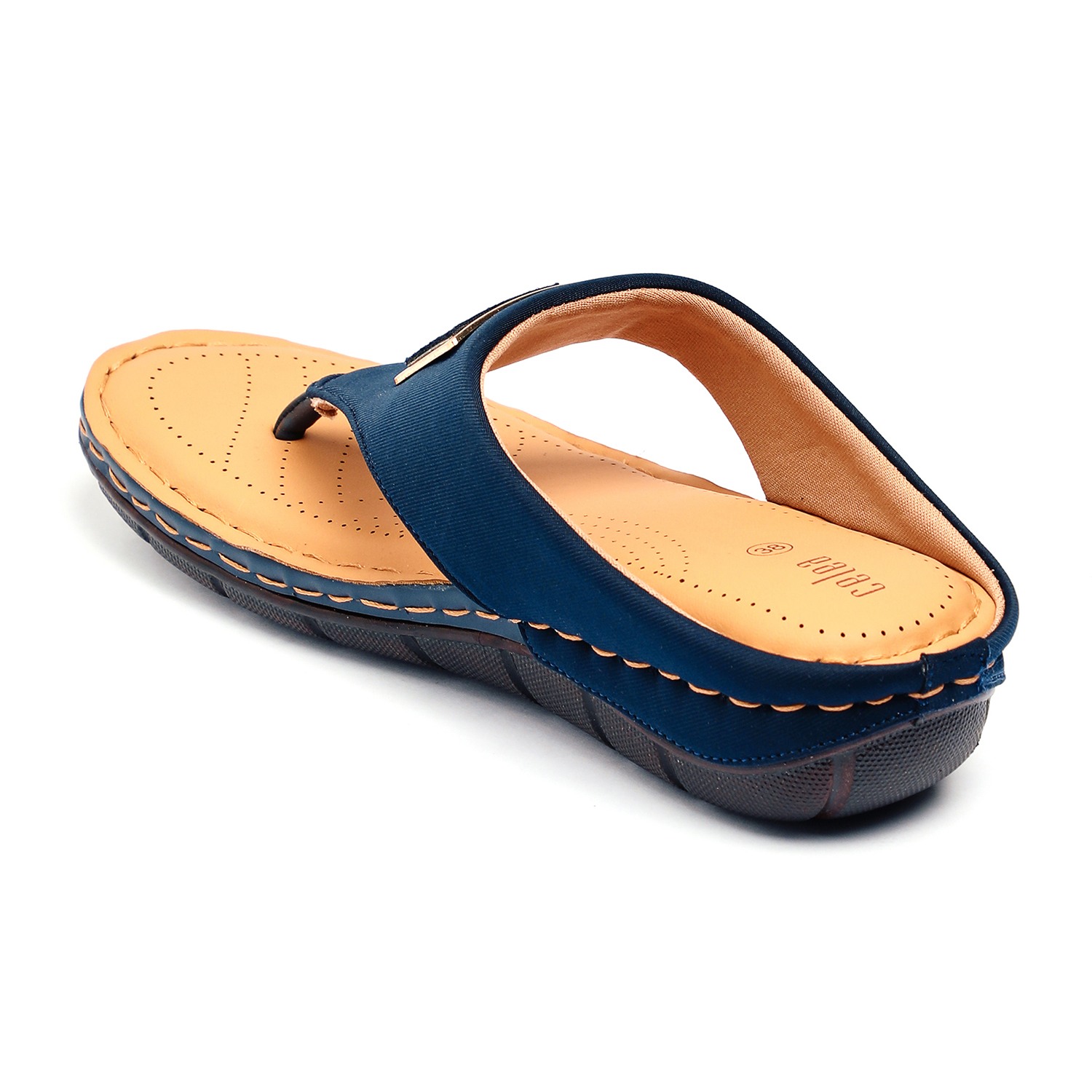 Women Navy Casual Flats With Buckle Strap