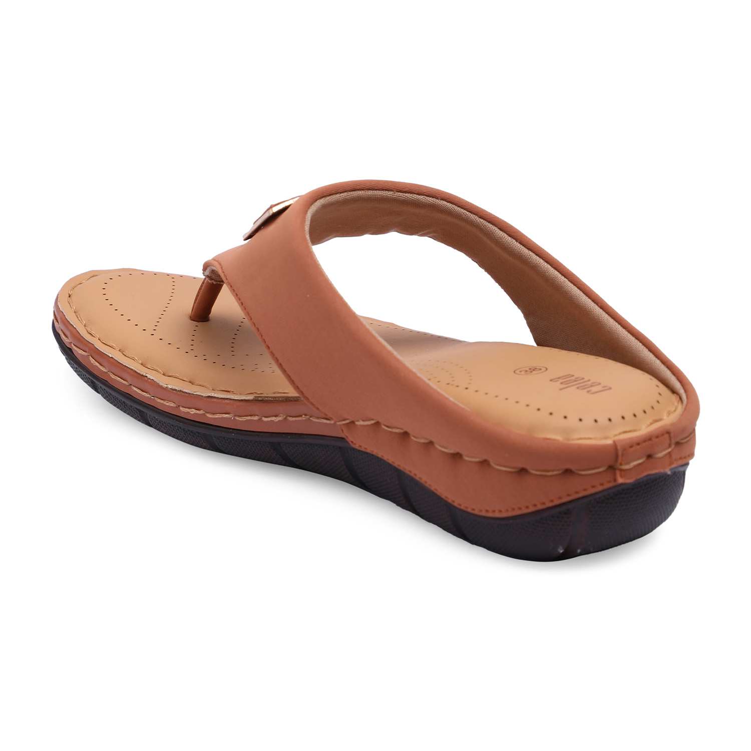Women Tan Casual Flats With Buckle Strap