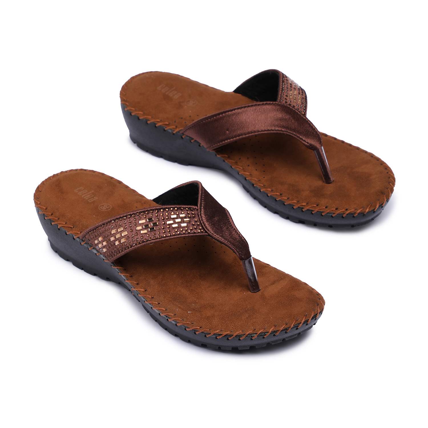 Women Tan Embellished Casual Flat