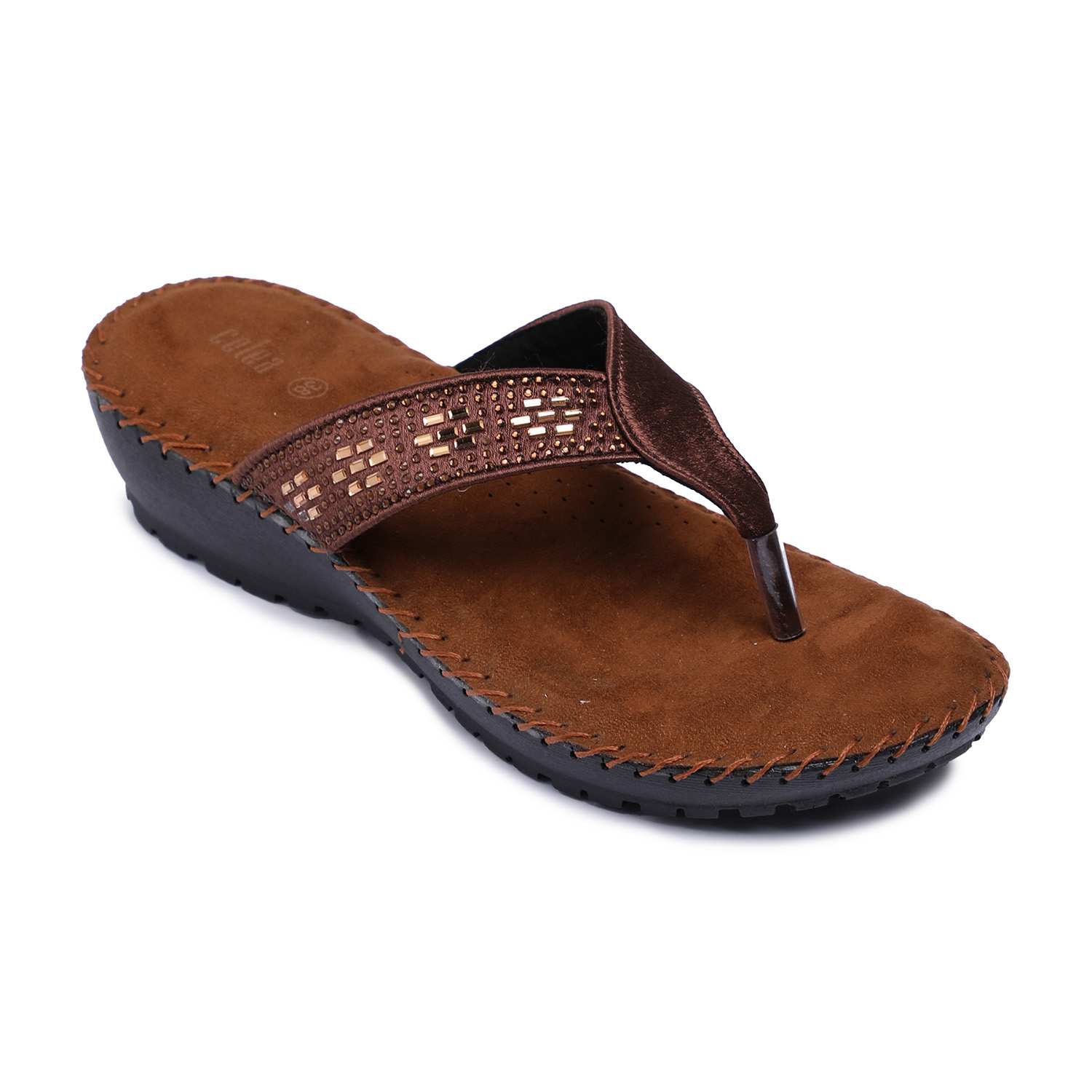 Women Tan Embellished Casual Flat