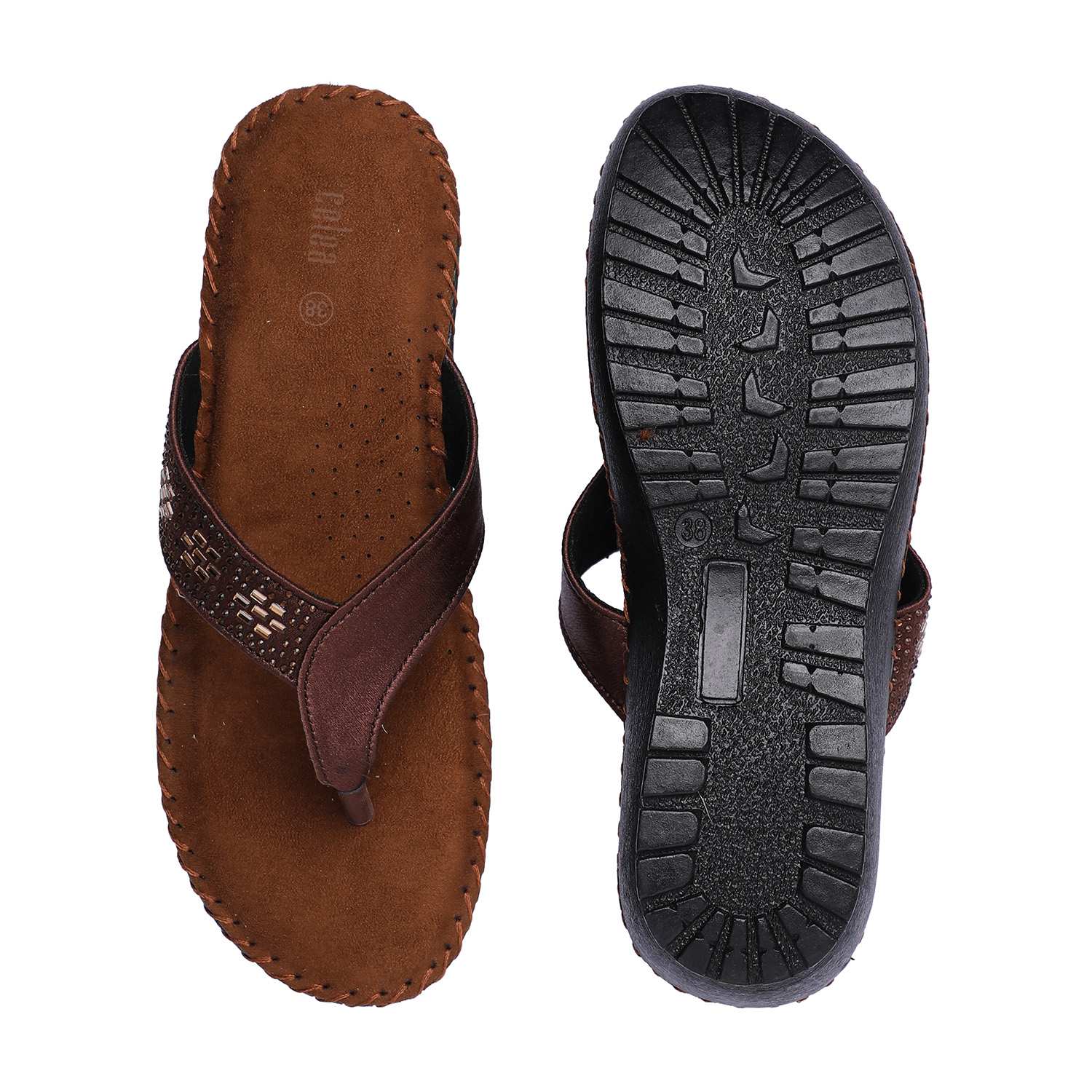 Women Tan Embellished Casual Flat