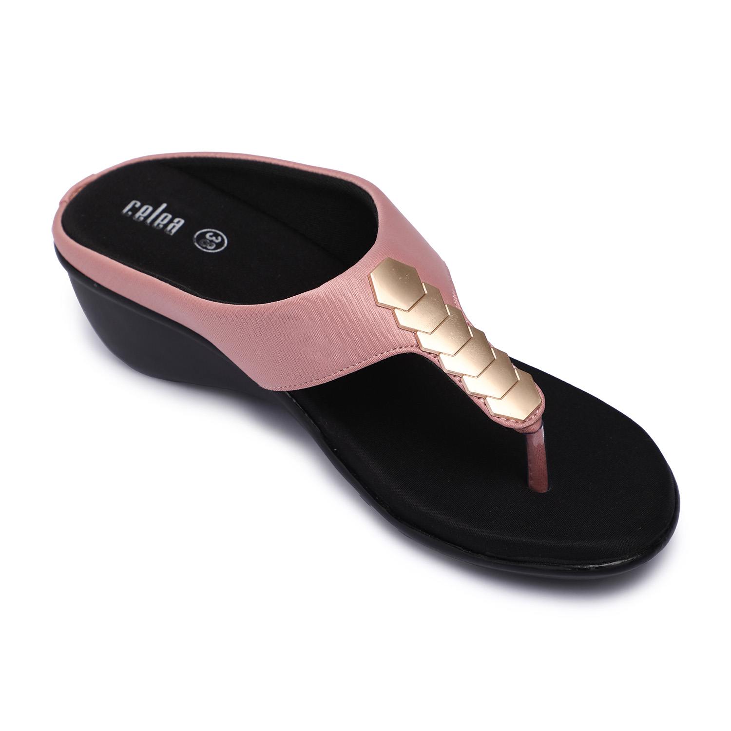 Women Pink Detailed Strap Casual Wedges