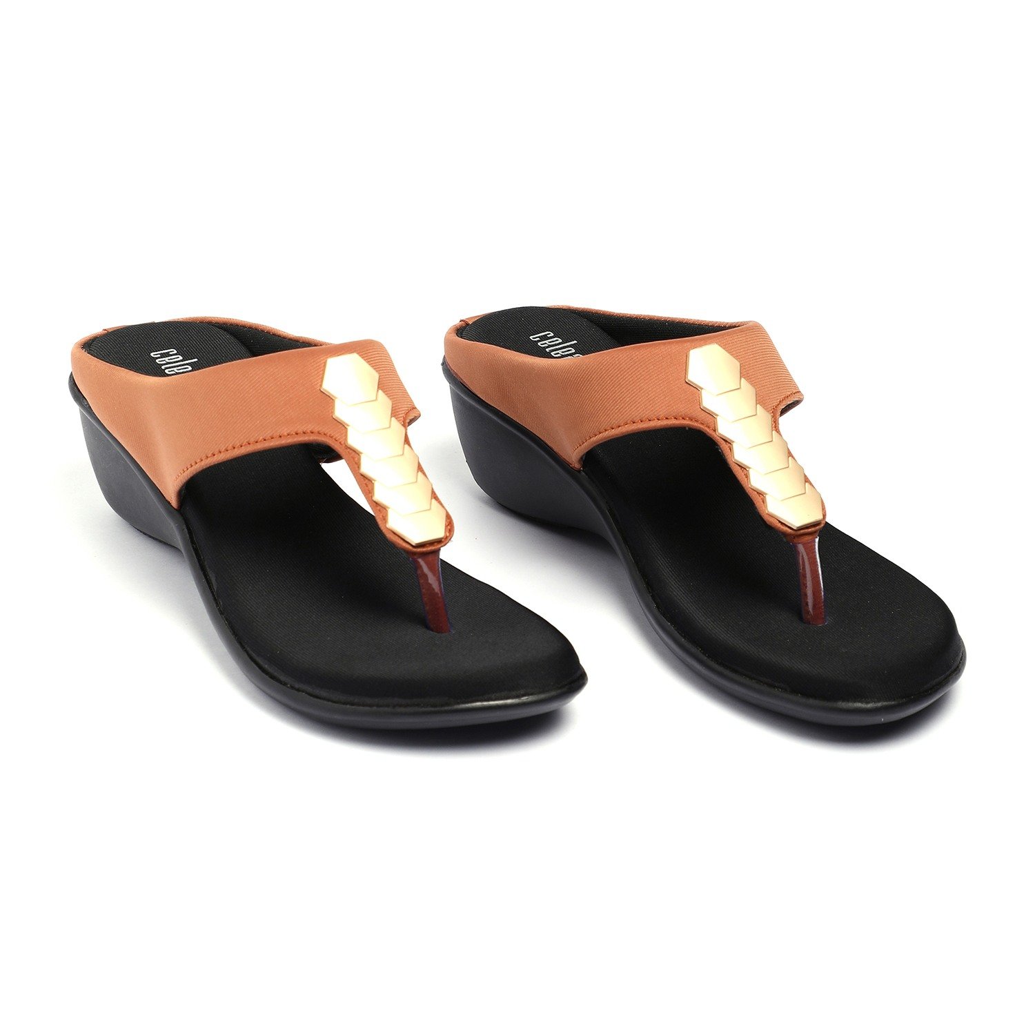 Women Tan Detailed Strap Casual Wedges