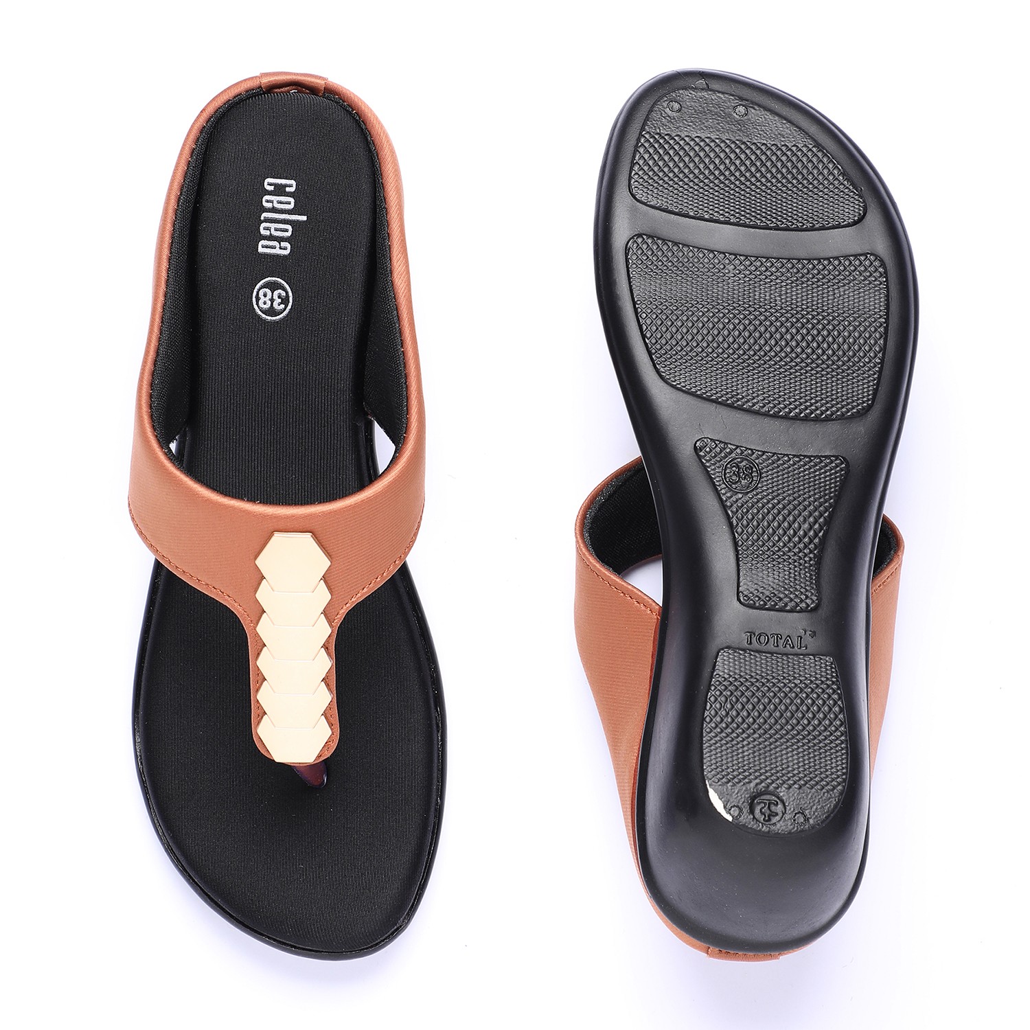 Women Tan Detailed Strap Casual Wedges