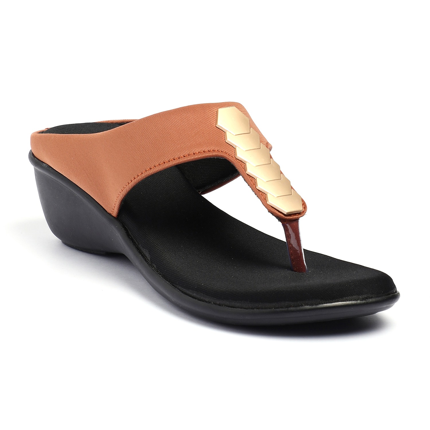 Women Tan Detailed Strap Casual Wedges