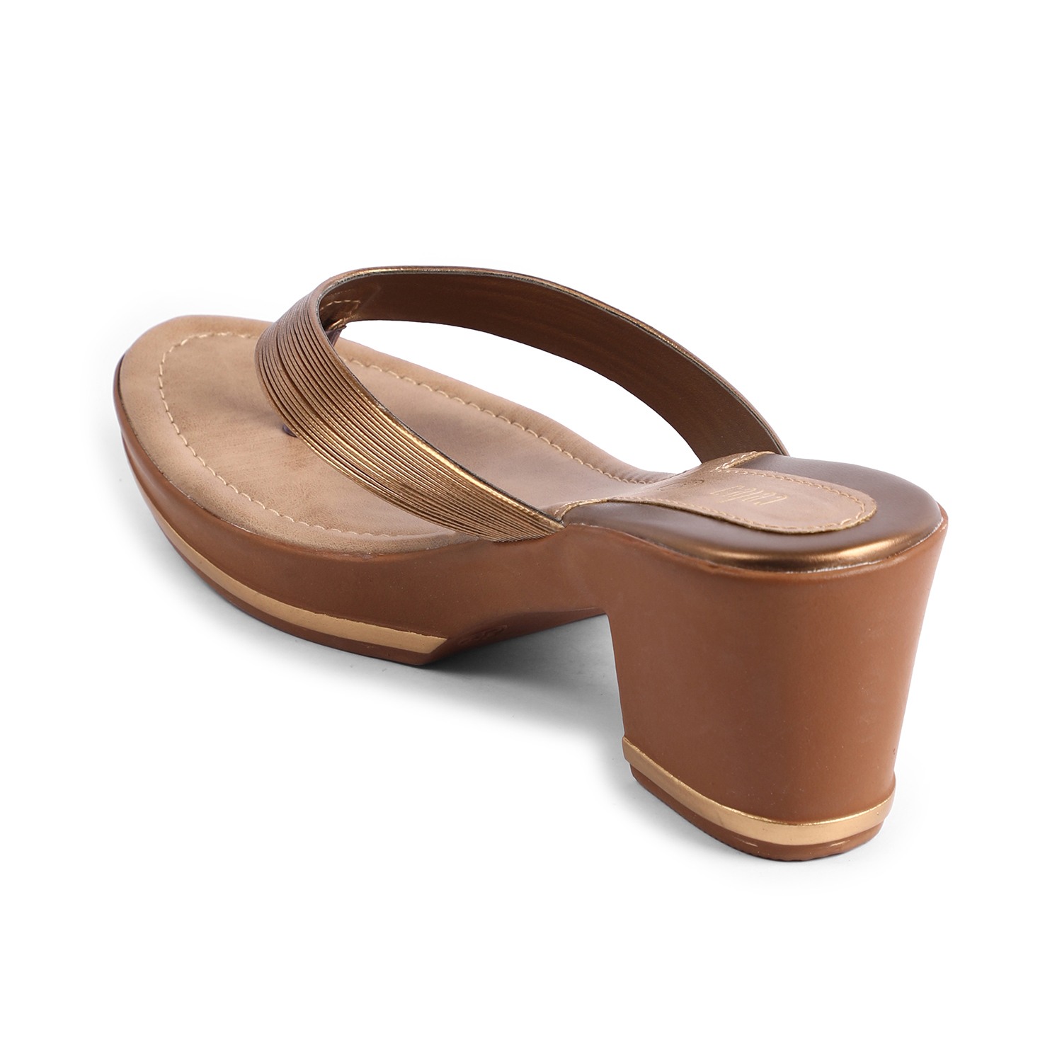 Women Burnished Bronze Heel Thongs