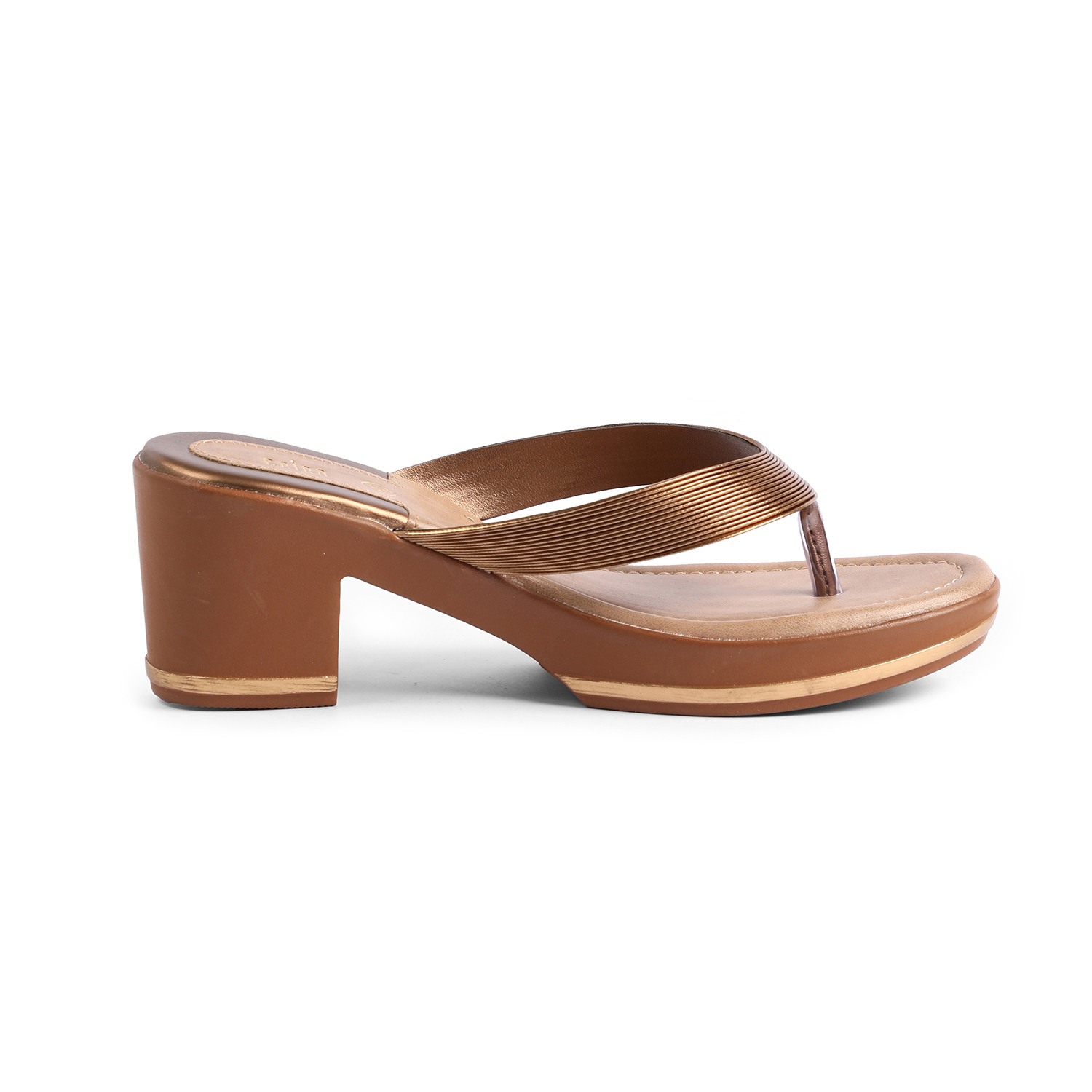 Women Burnished Bronze Heel Thongs
