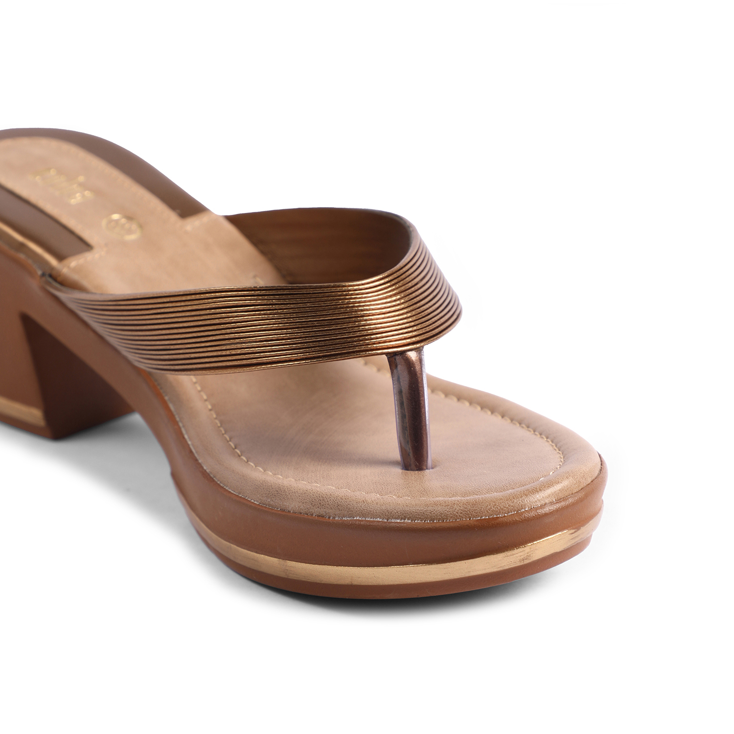 Women Burnished Bronze Heel Thongs